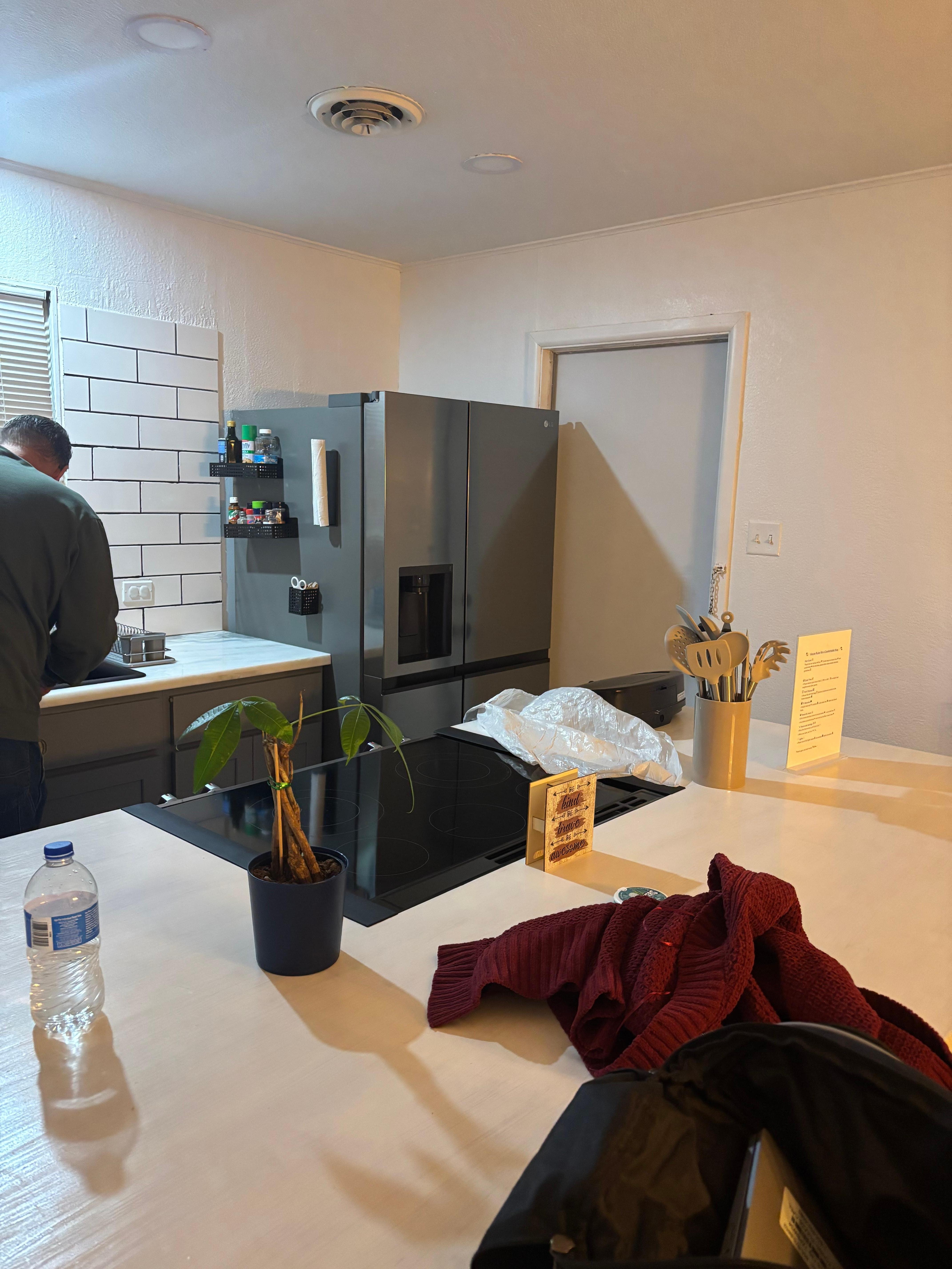 Showing garage door leading to kitchen where the raccoons were.