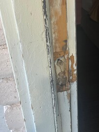 Door jamb should be replaced before renting this room. Even closed and locked can be pushed open.