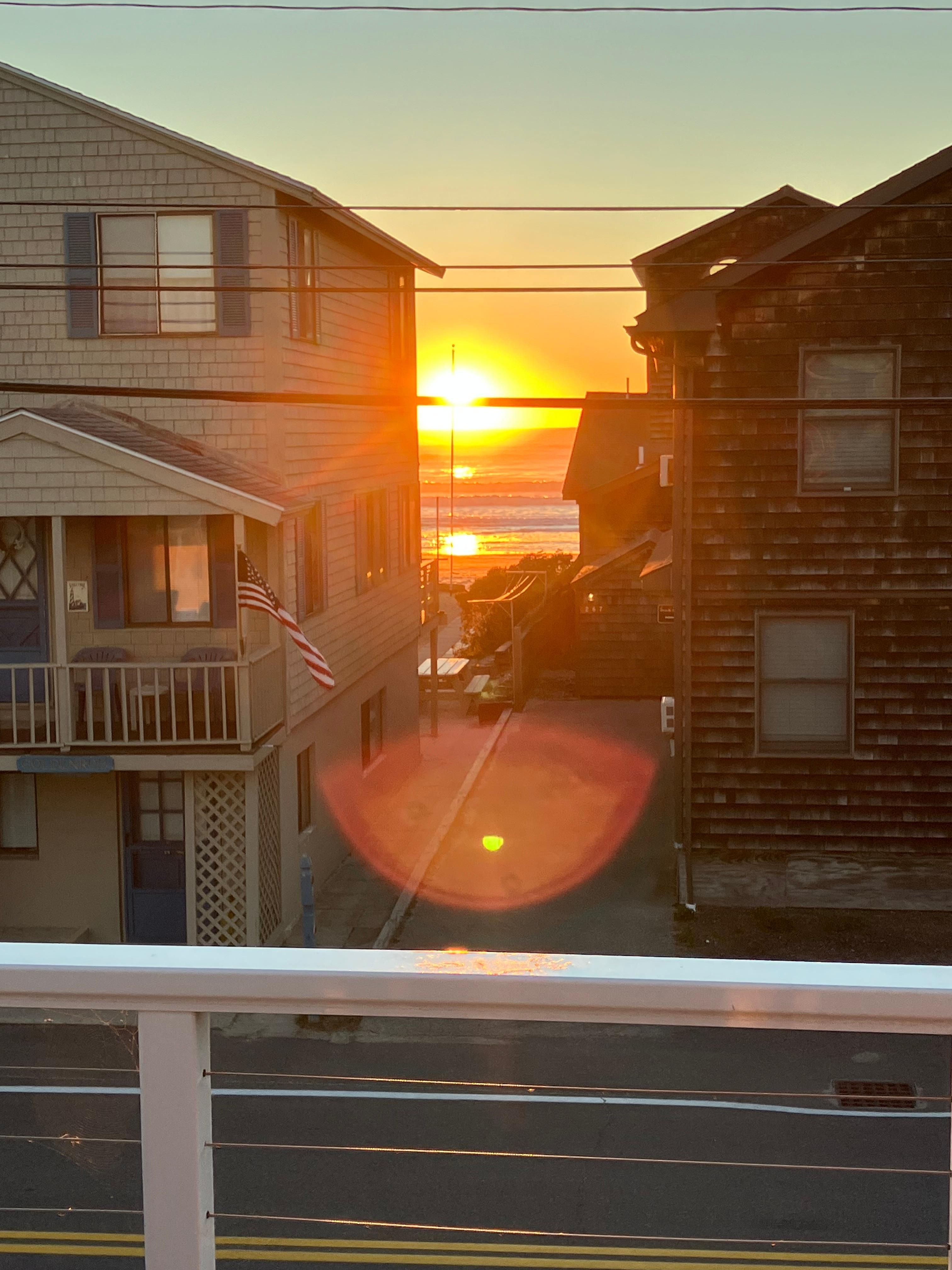 Sunrise view from the top floor deck. 