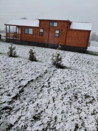 Side of the cabin. Snow on April 19th!