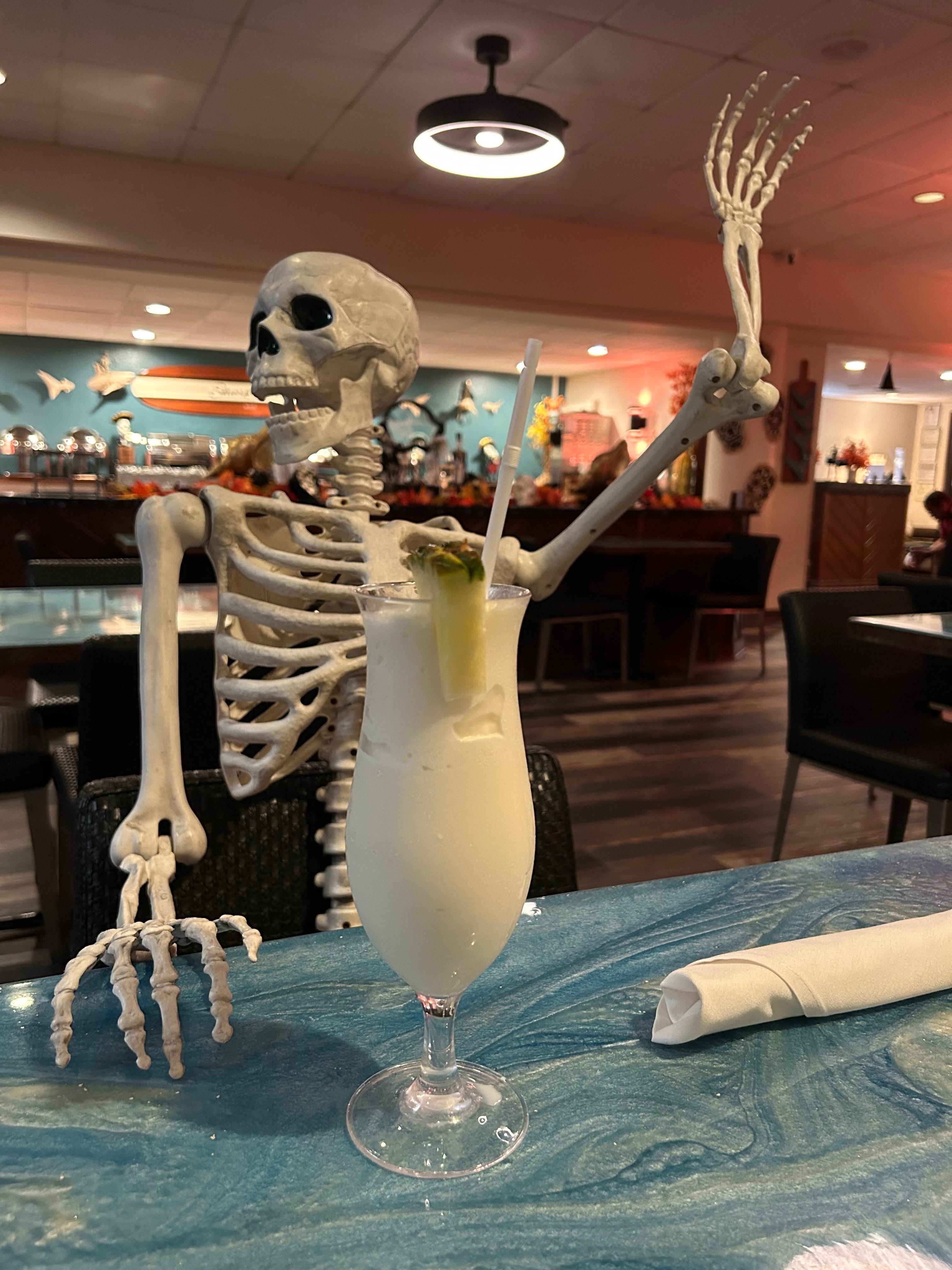 Friendly skeletons at the hotel restaurant 