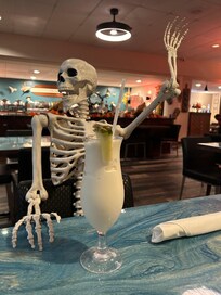 Friendly skeletons at the hotel restaurant