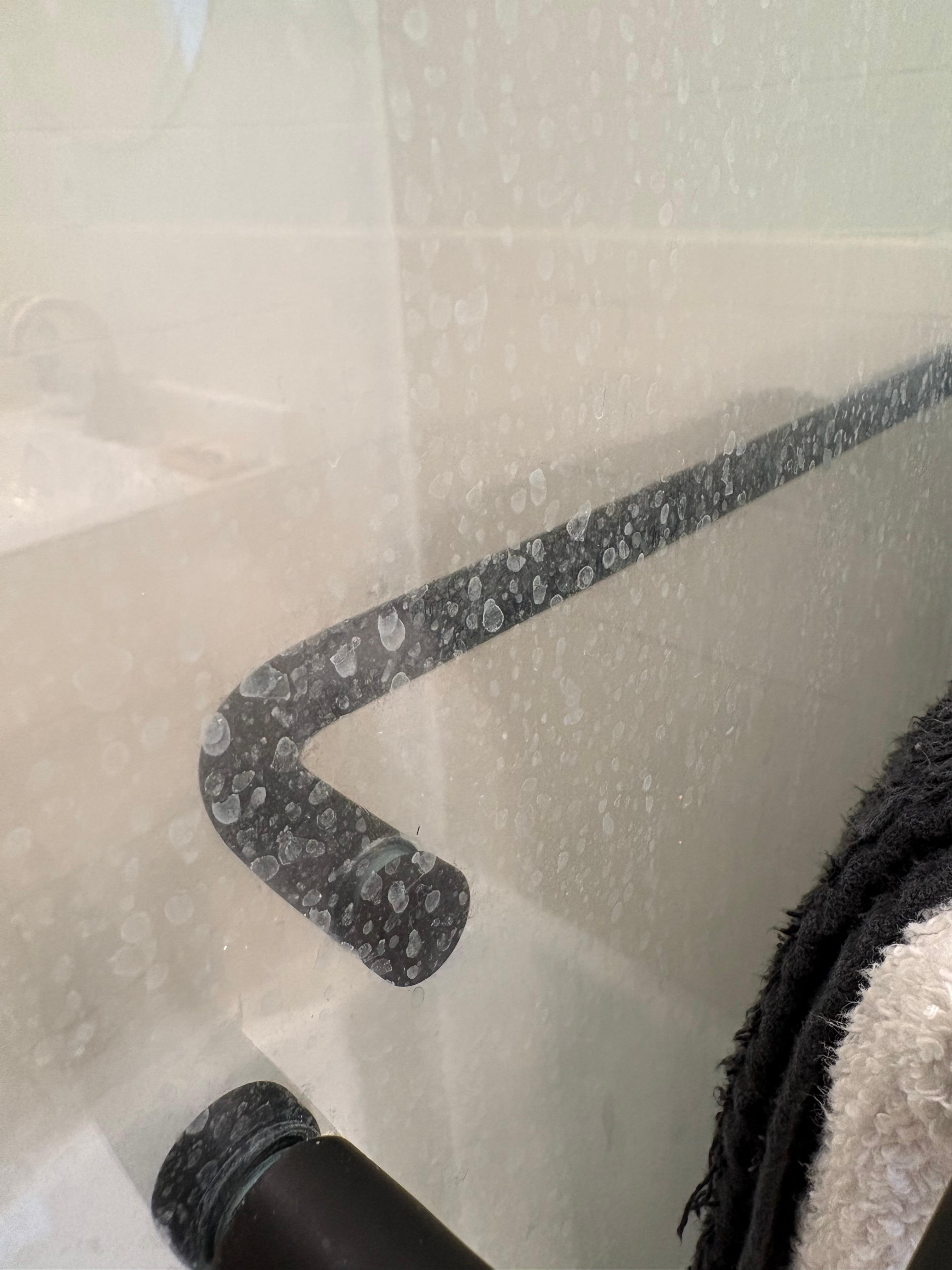 Soap scum on shower door
