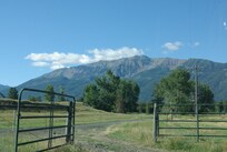 The view out of the tent grounds gate... Chief Joseph Mountain.