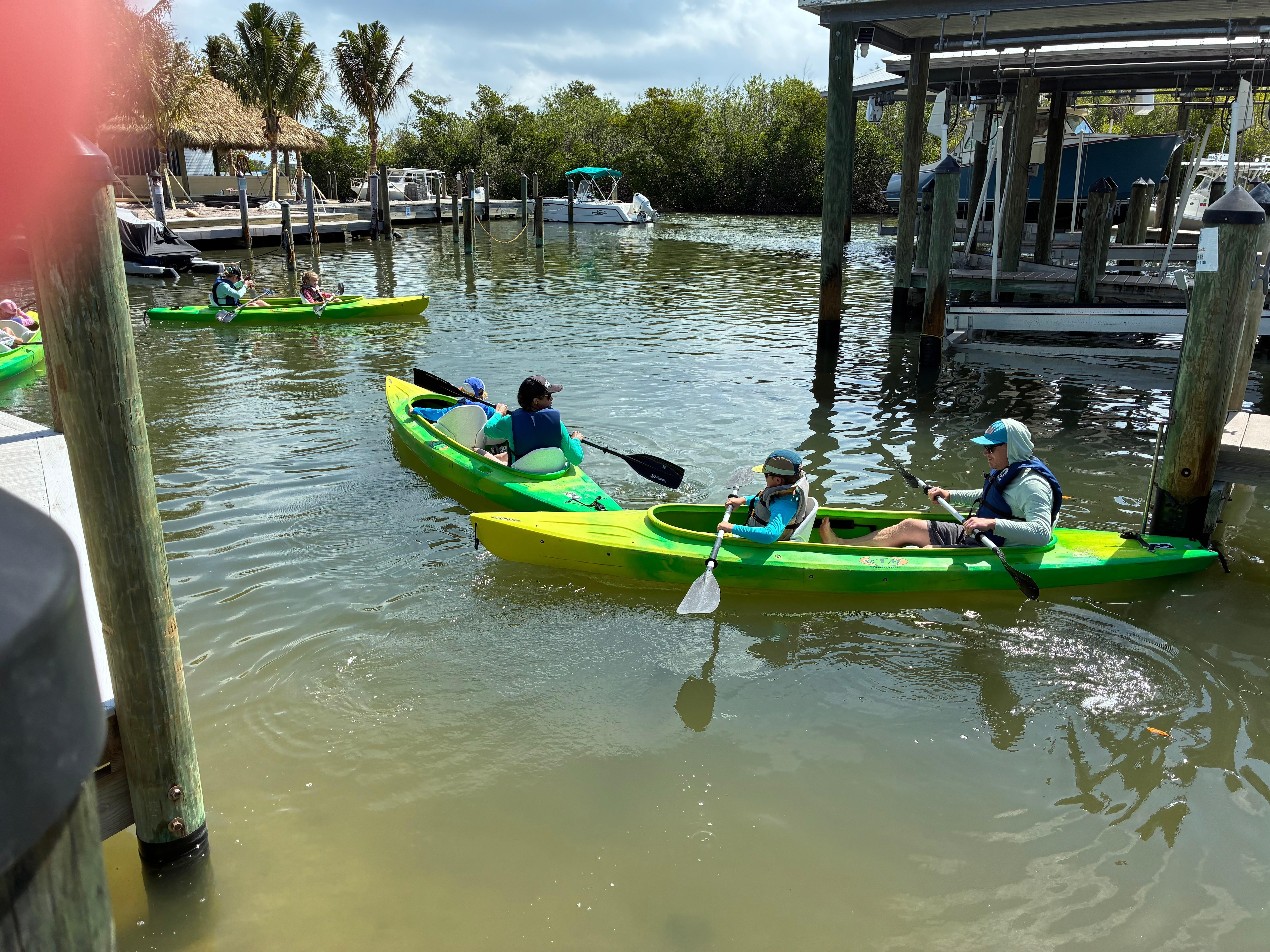 Launching kayaks at Island club 