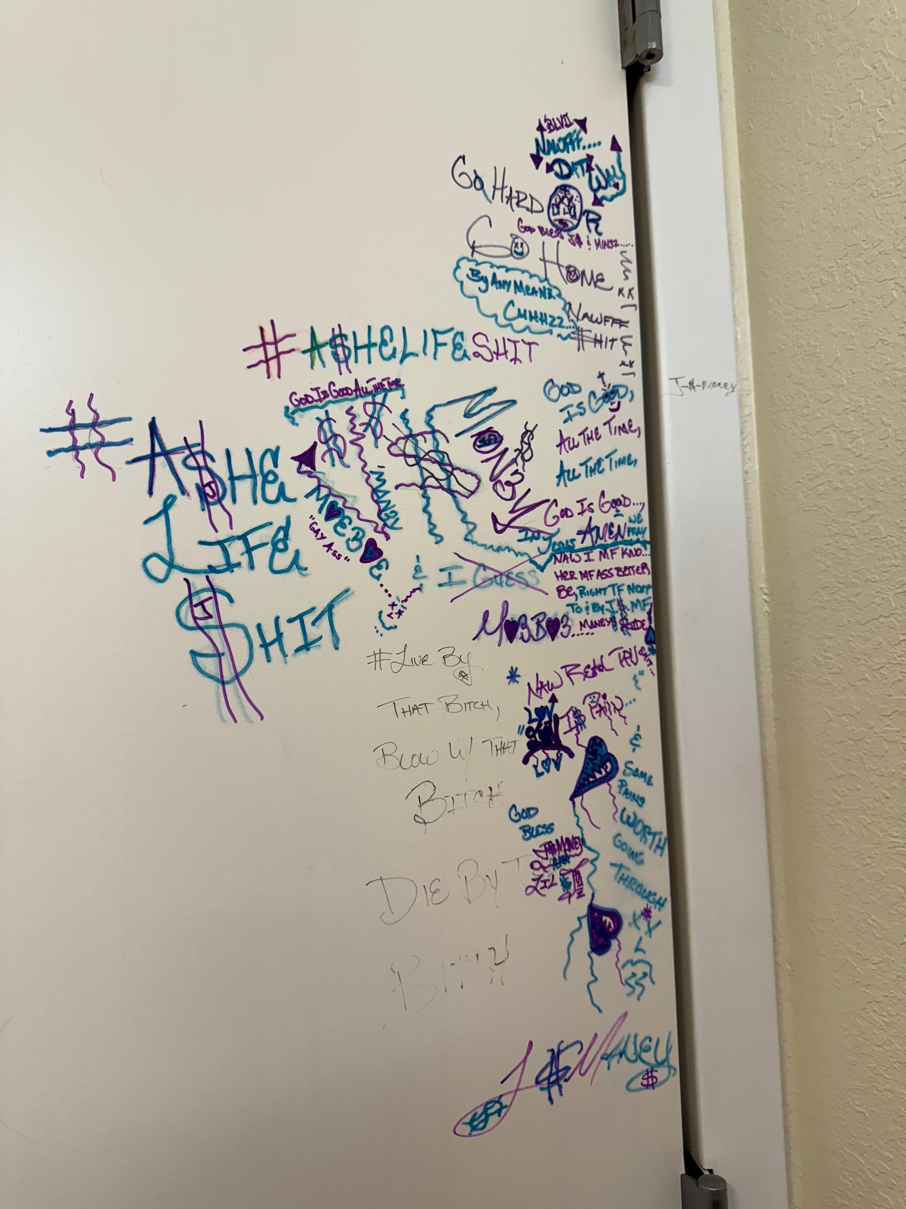 This was on the door to the bathroom. 