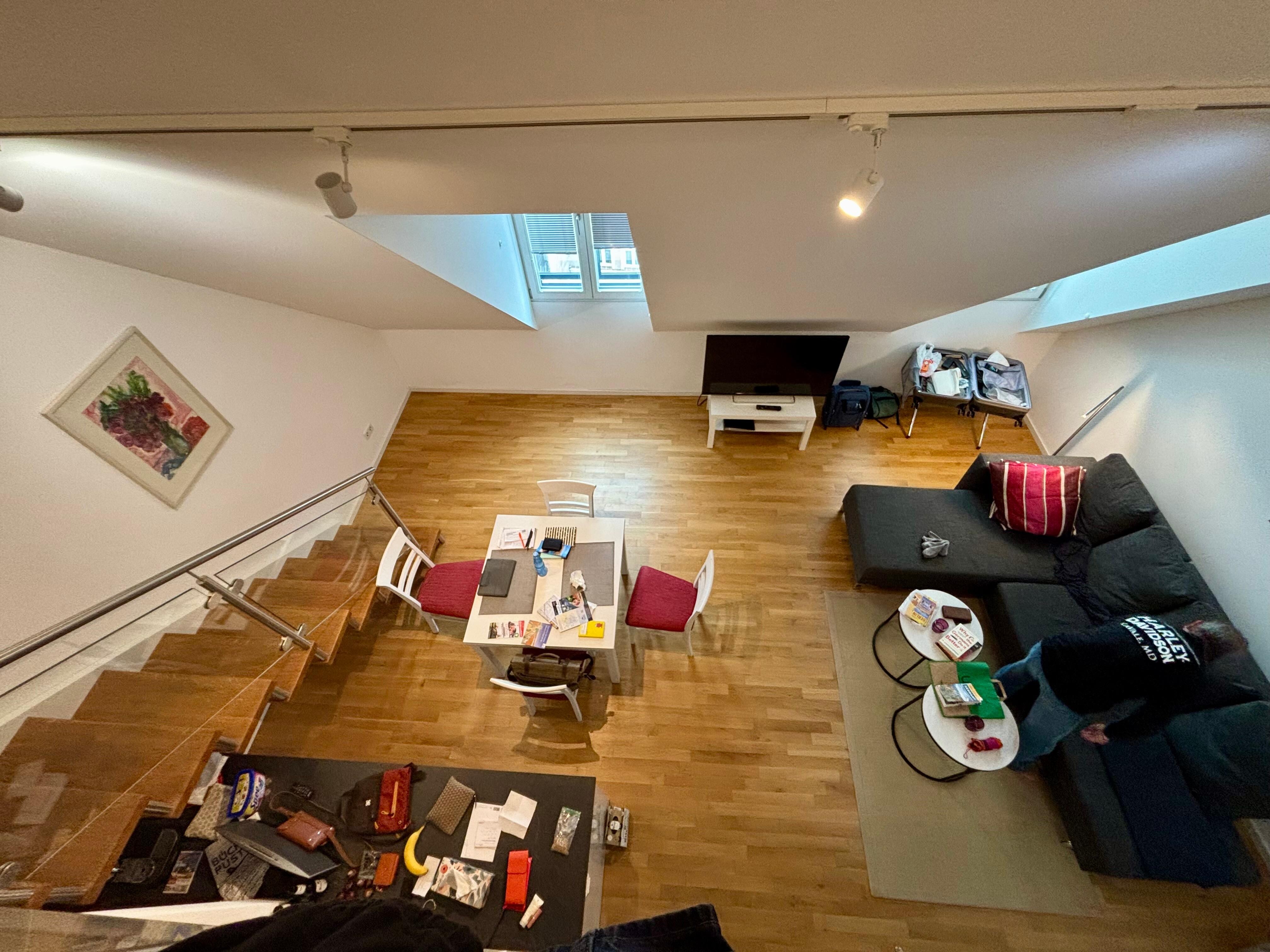 Looking down from bedroom 