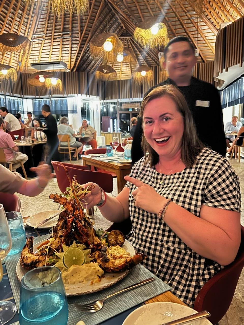 Frutos Del Mar has incredible food service. Try the grilled lobster. 