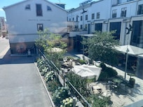 View of hotel entrance from room 1010.