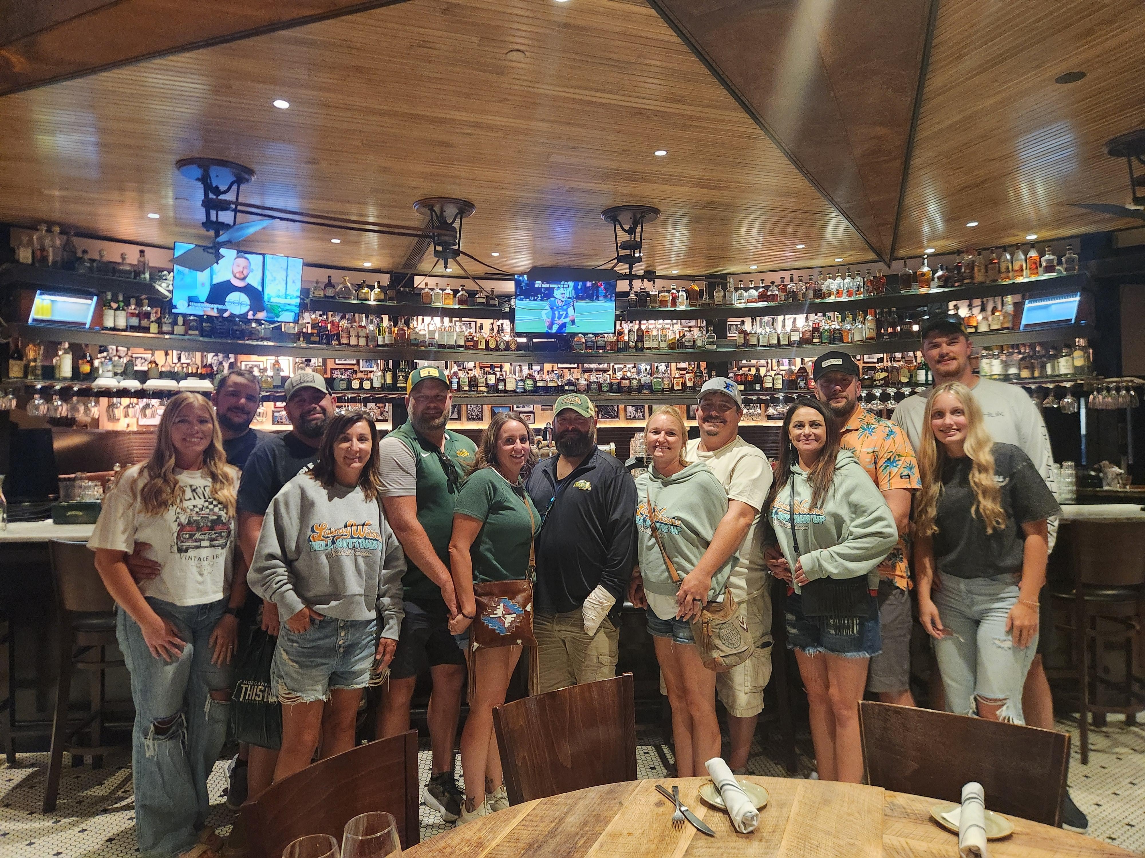 Whole group at The Southern steak house.