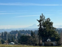 Mount Hood can be seen out the window in casita.