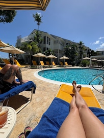 The pool is small, but quaint.