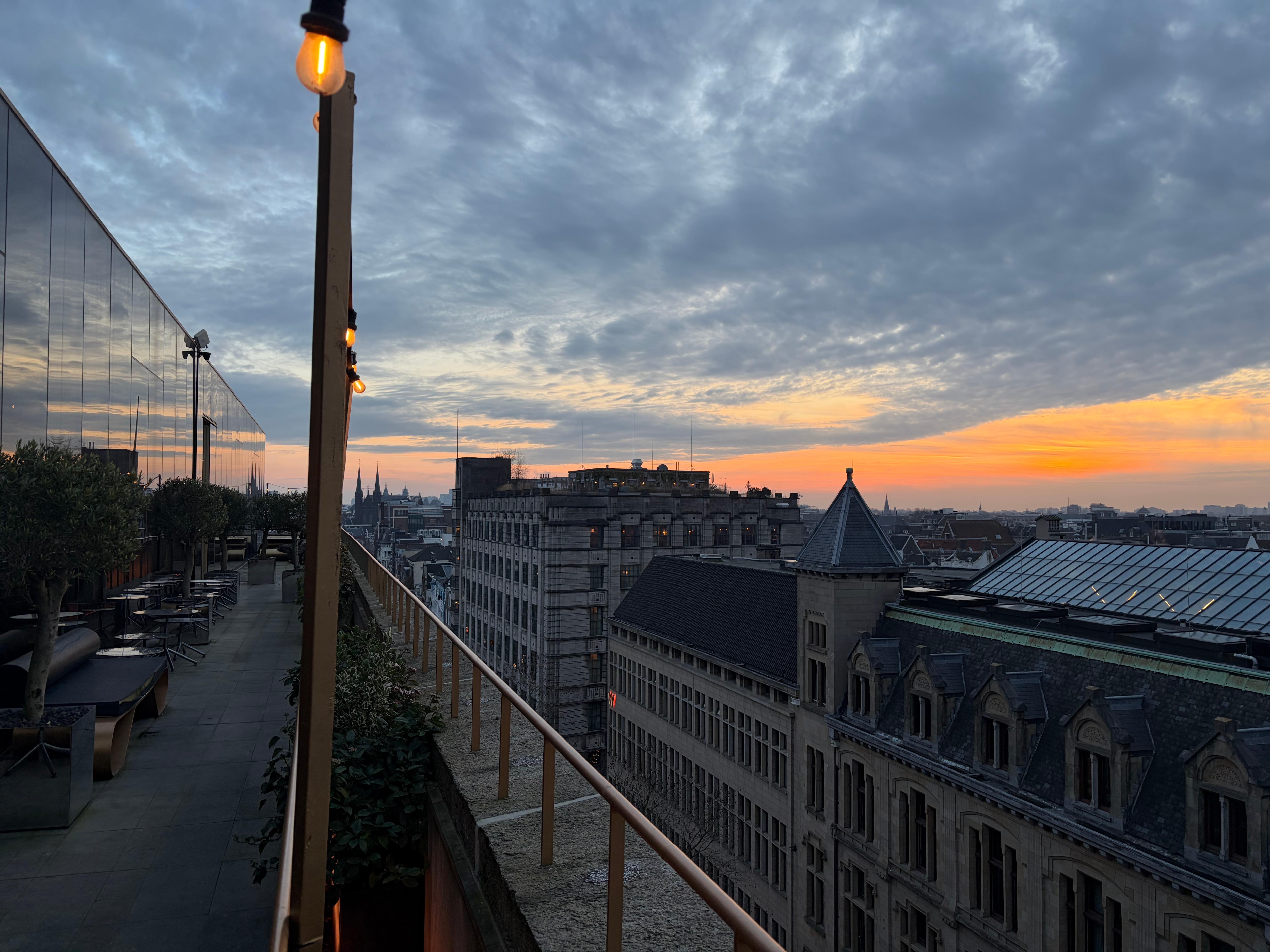 Evening sky from restaurant floor