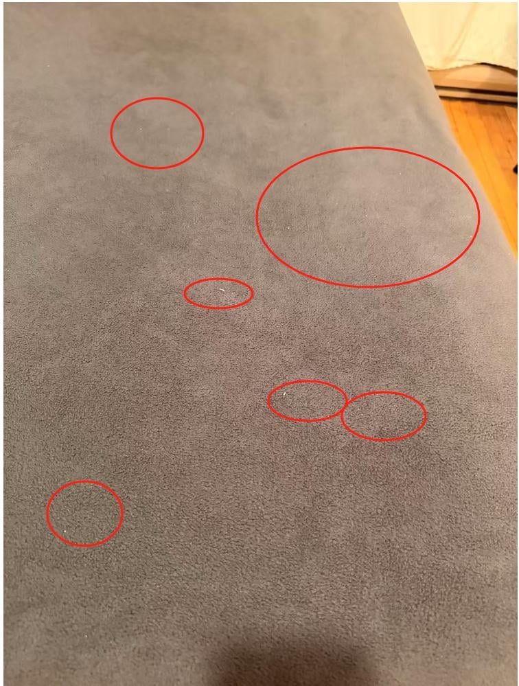 The bedding was clearly Not Changed and had visible dirt/stains on it.