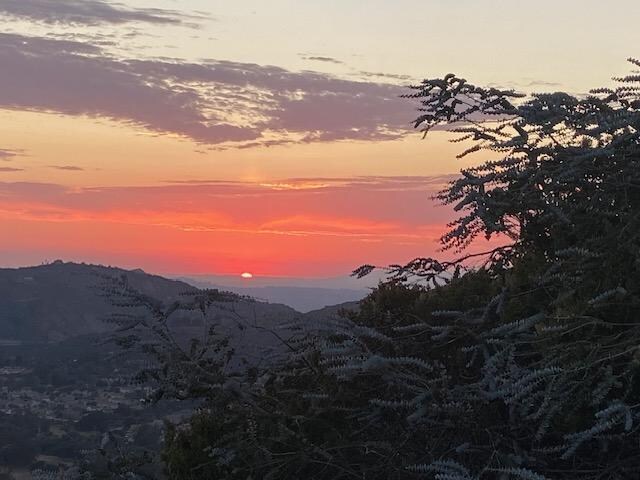 View from the Living room window at sunset - looking WEST towards ocean.