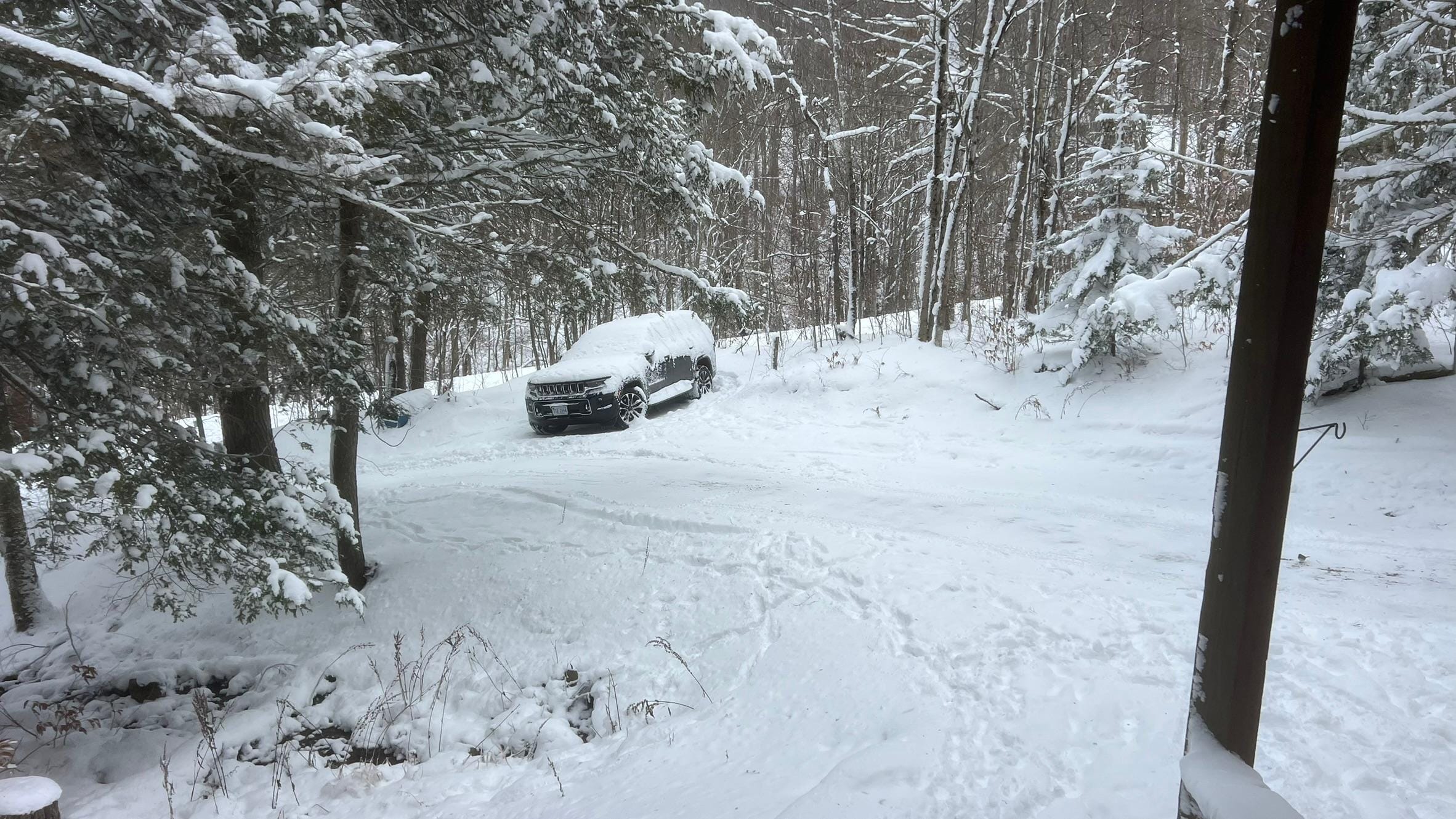 Our truck parked in the turnaround on the driveway.