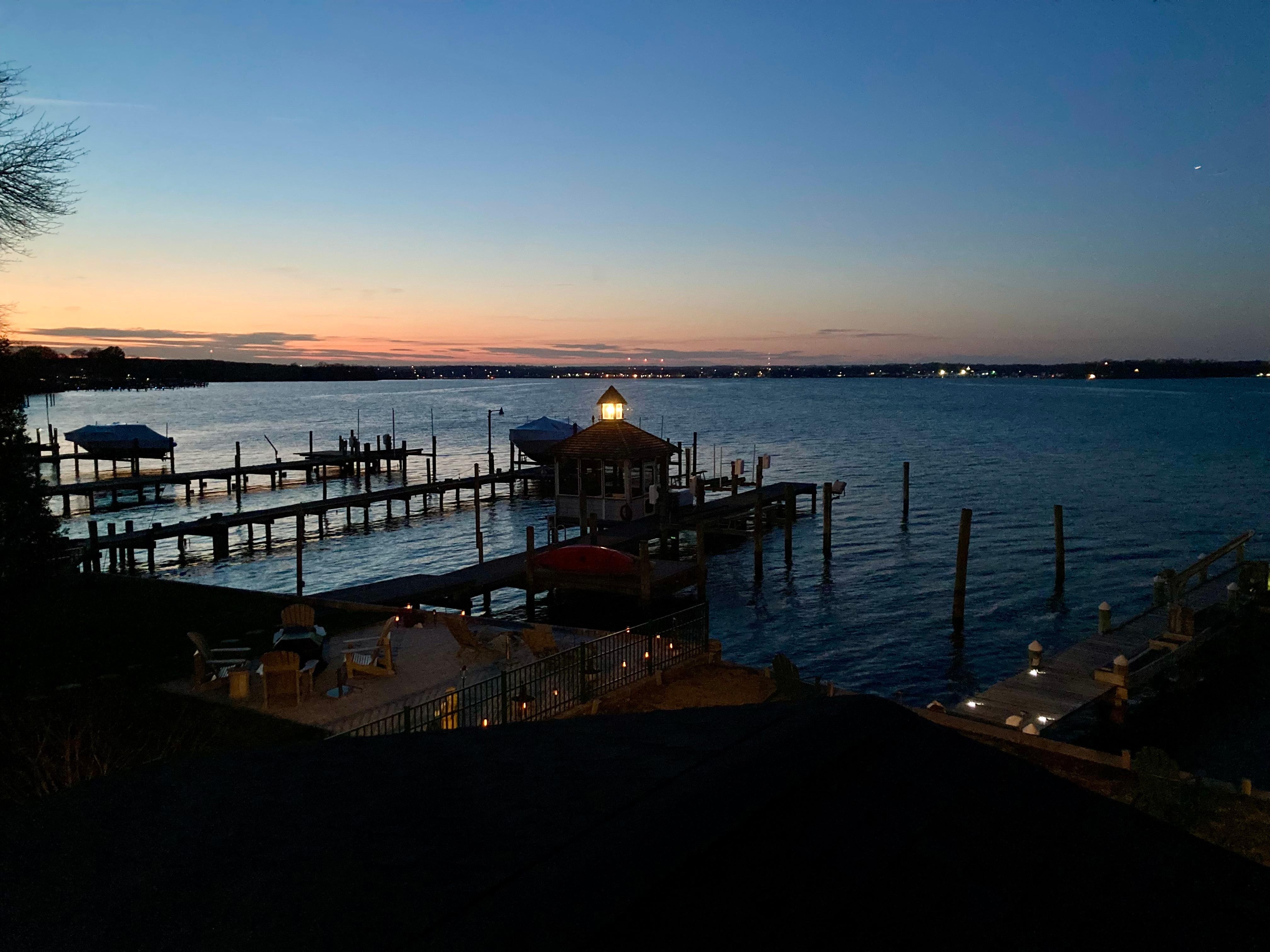 Sunset viewed from the primary bedroom. 