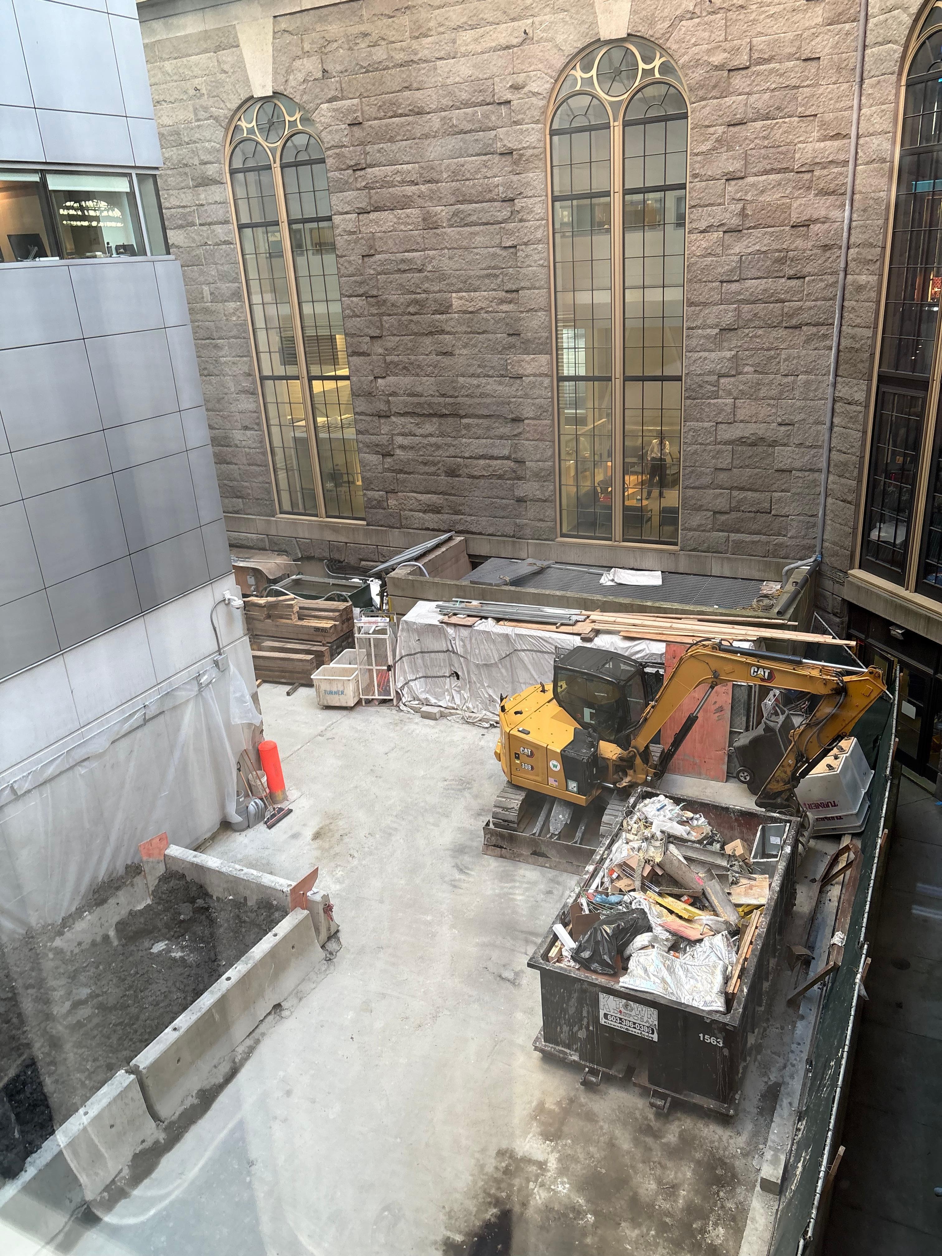 The view from our "quiet Room" with Dumpster and Construction