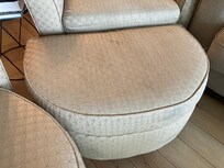 stained seating in living room.