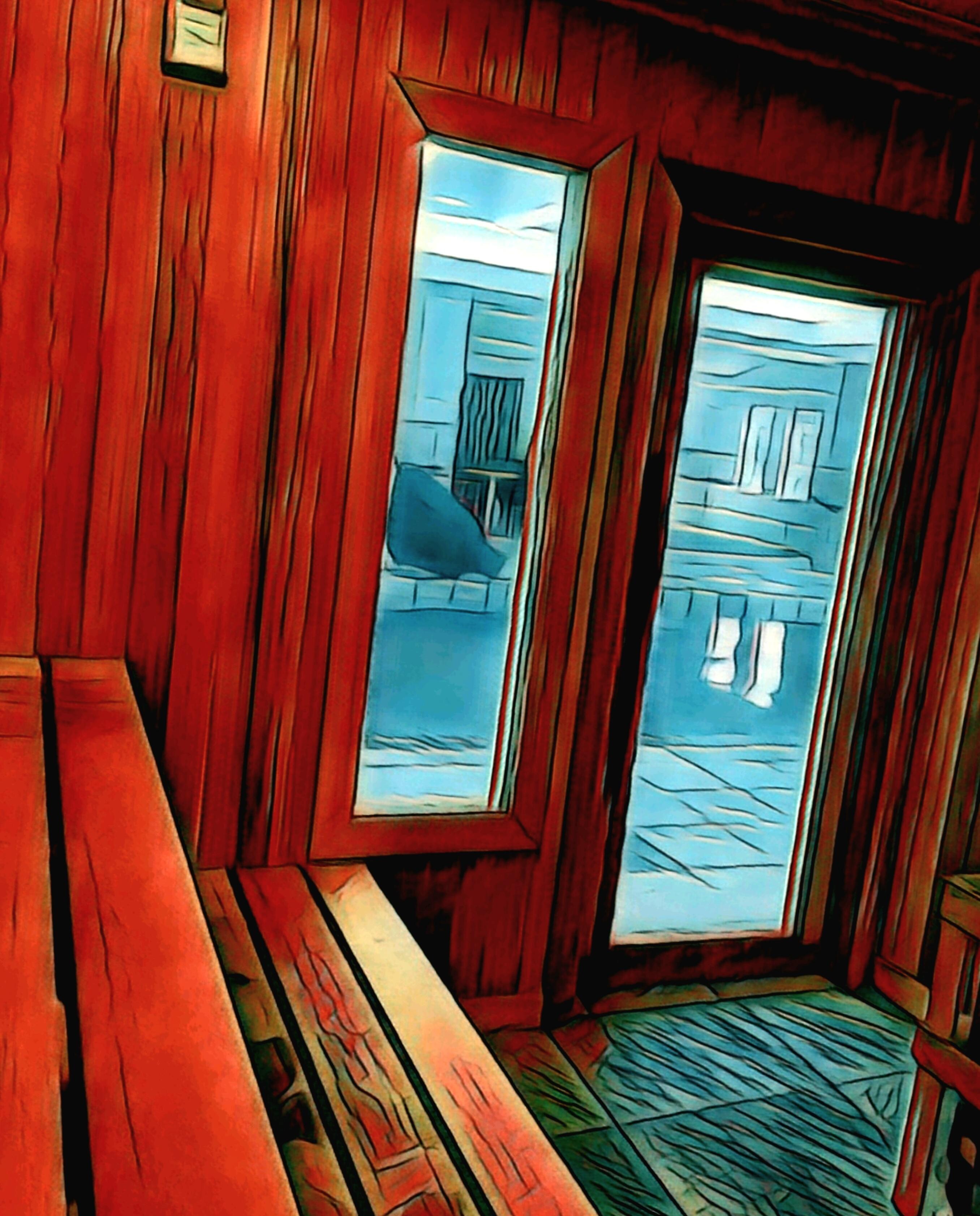 Sauna overlooking the pool area