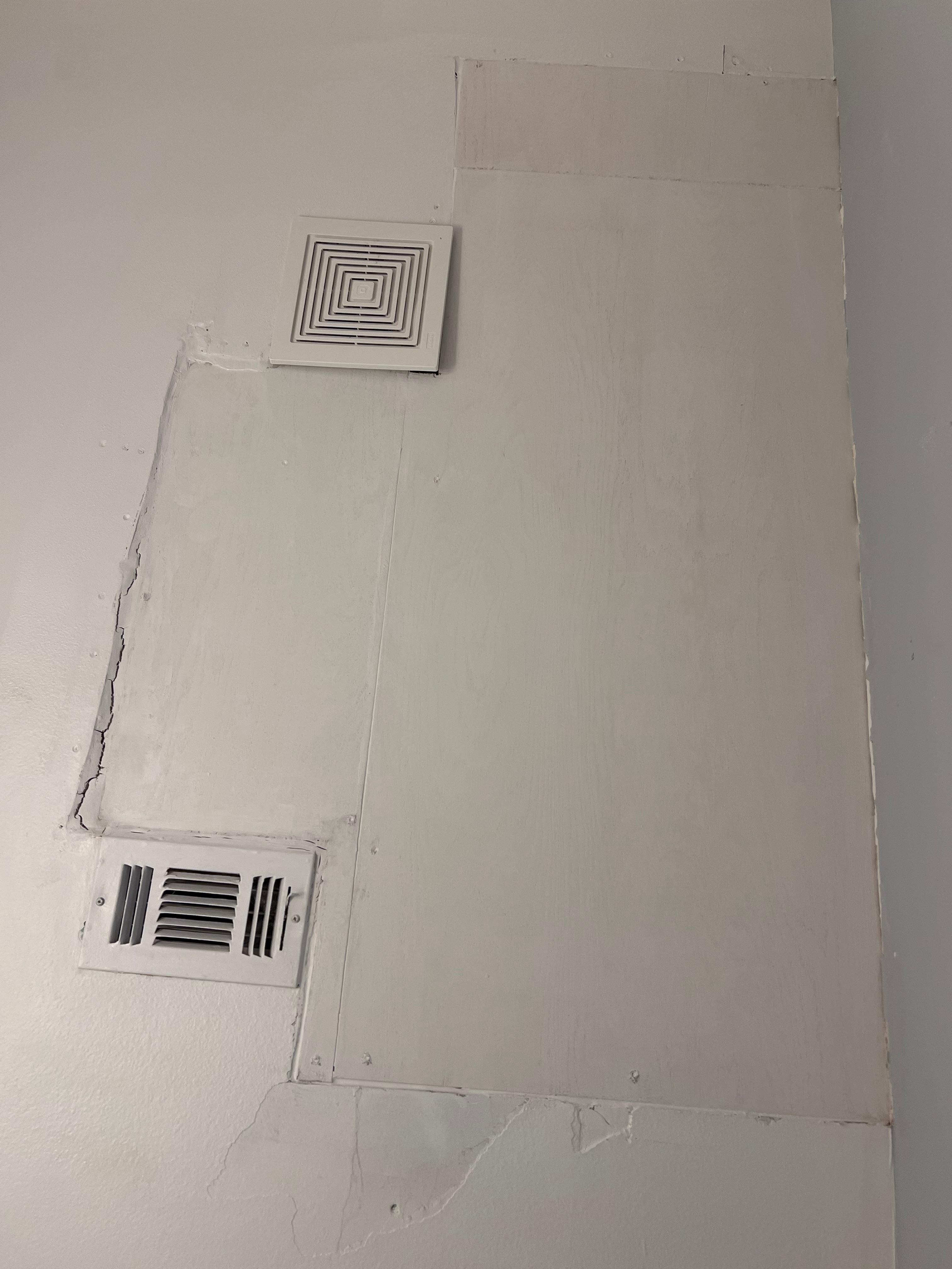 Here’s the plywood patch they did. Leaking. Smelled like mildew bad. 