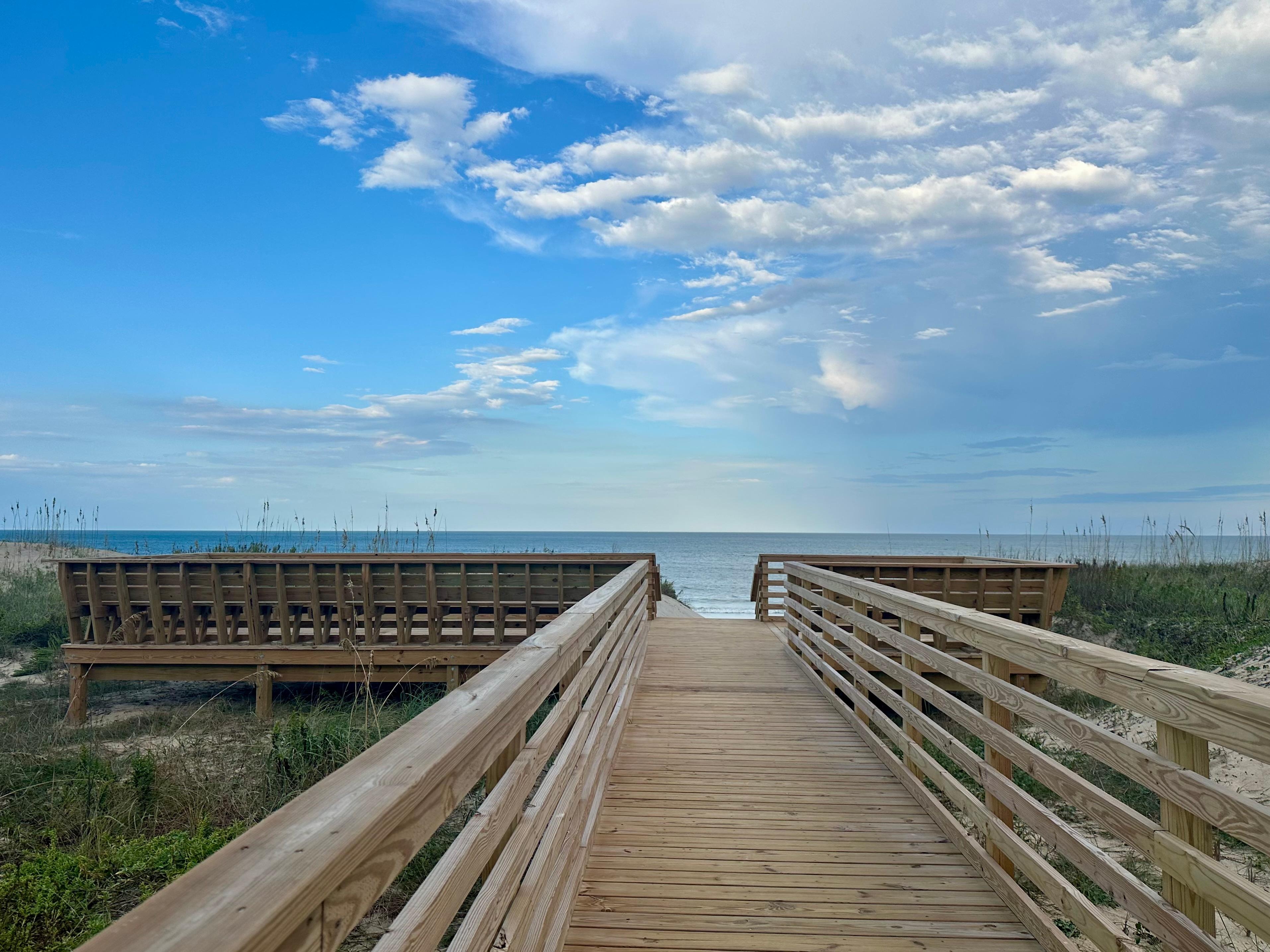 The walkway to the sitting area and beach 