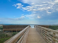 The walkway to the sitting area and beach