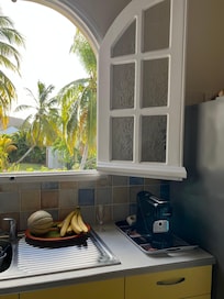 Tellement agréable les volets ouverts le jour. Le soir on ferme le tout et on utilise l’air climatisé.