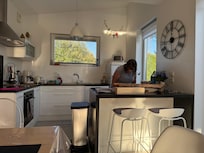 The view of the open plan kitchen