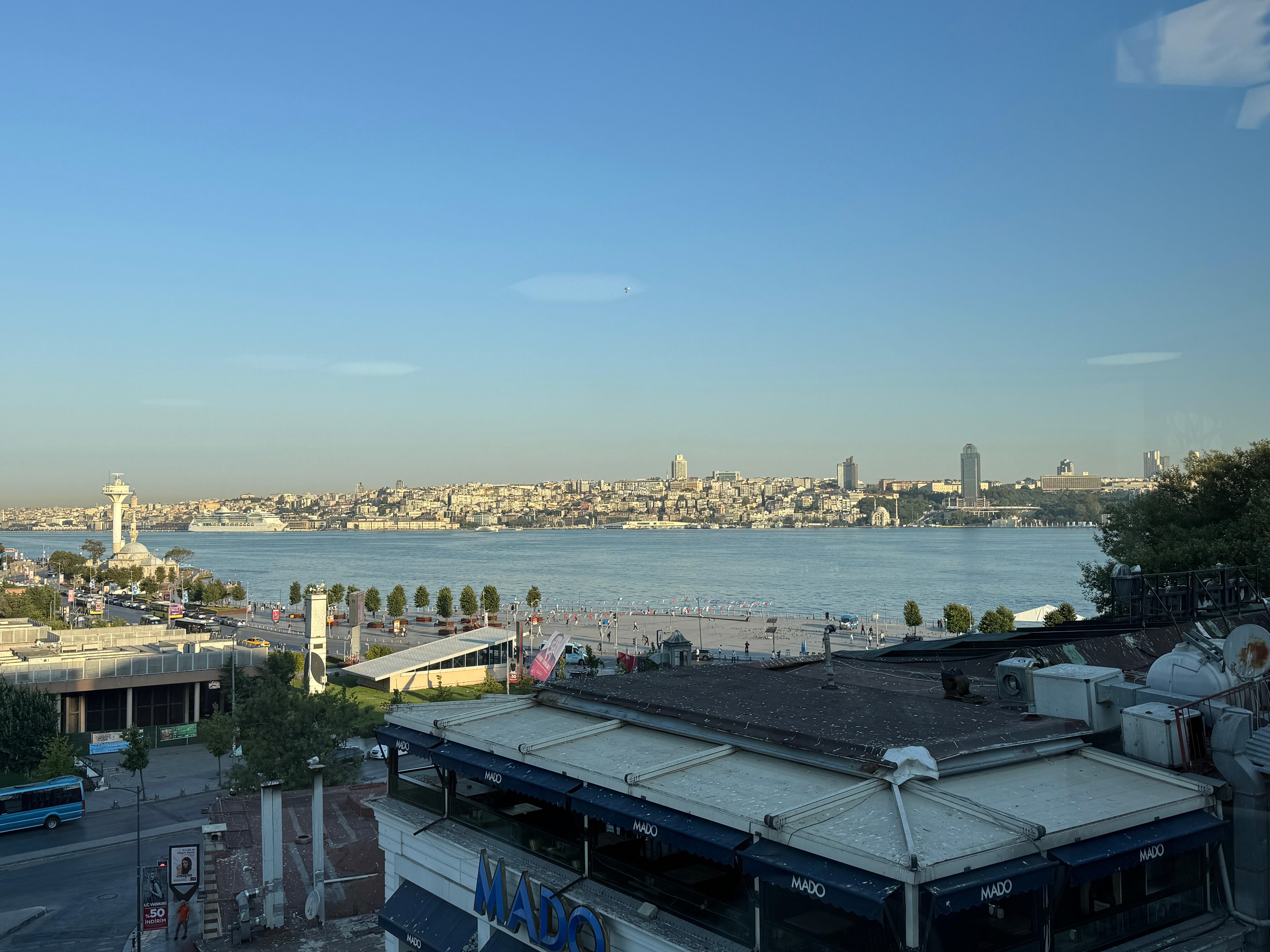 The view of Bosphorus from the terrace where breakfast is served. 