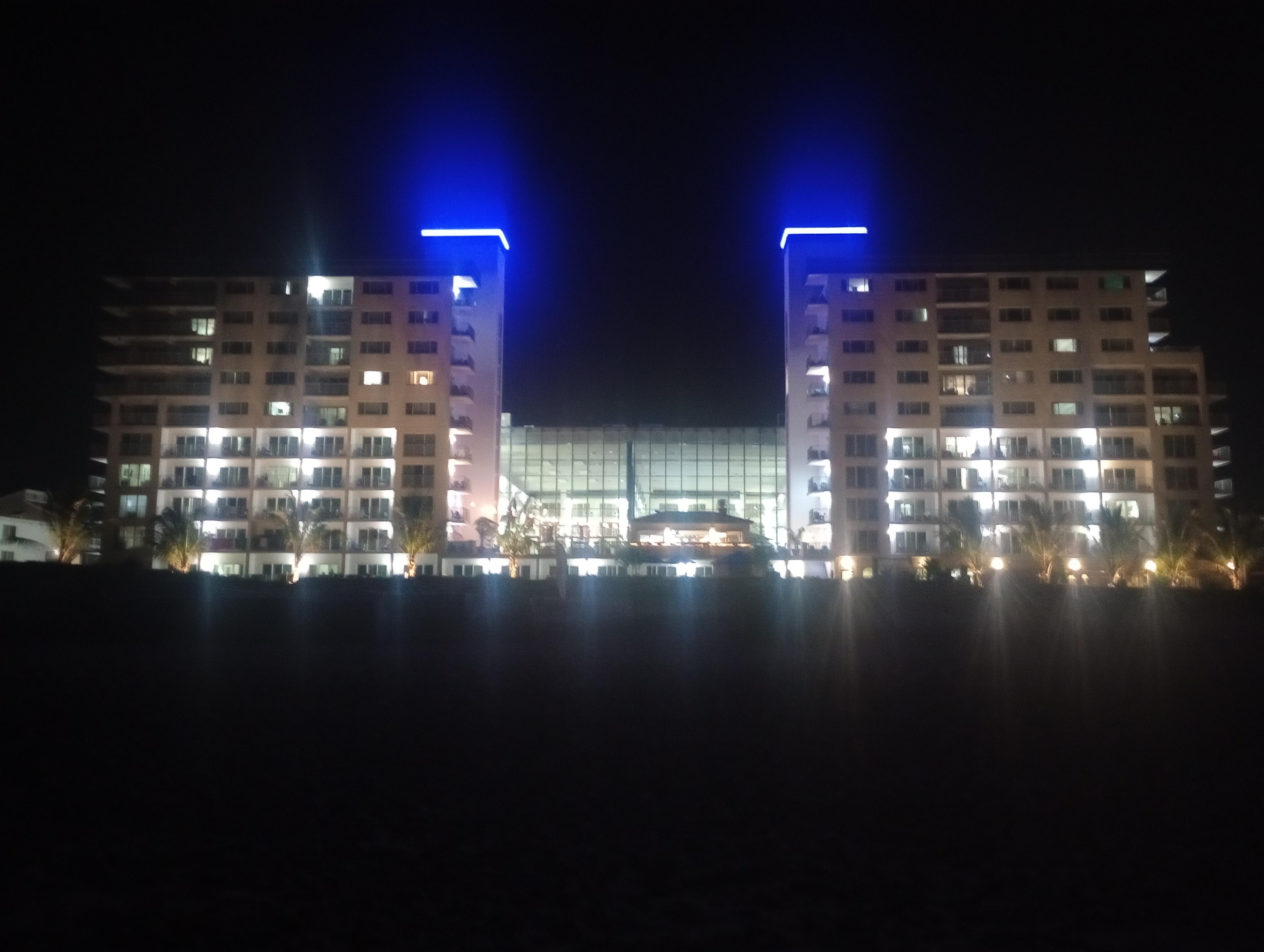 View from the beach outside the hotel 