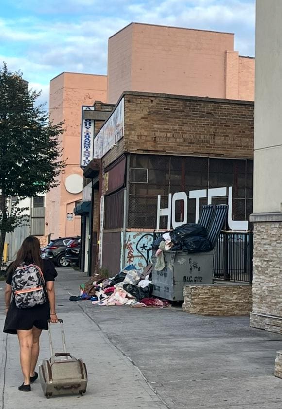 Outside the hotel a bit scary … to the side/dirty.