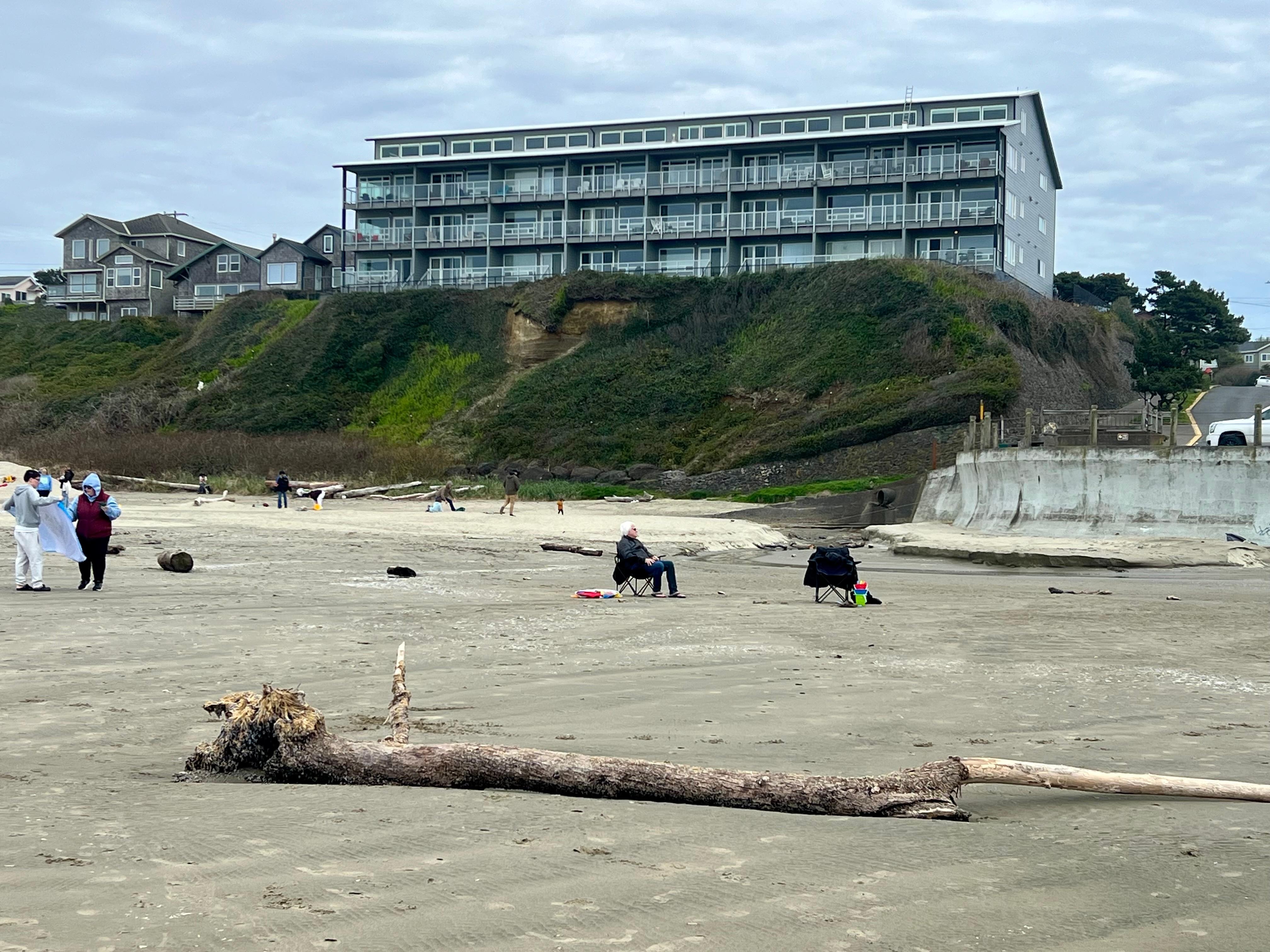 Looking up at condo from the beach. 