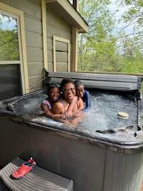 Enjoying the Jacuzzi