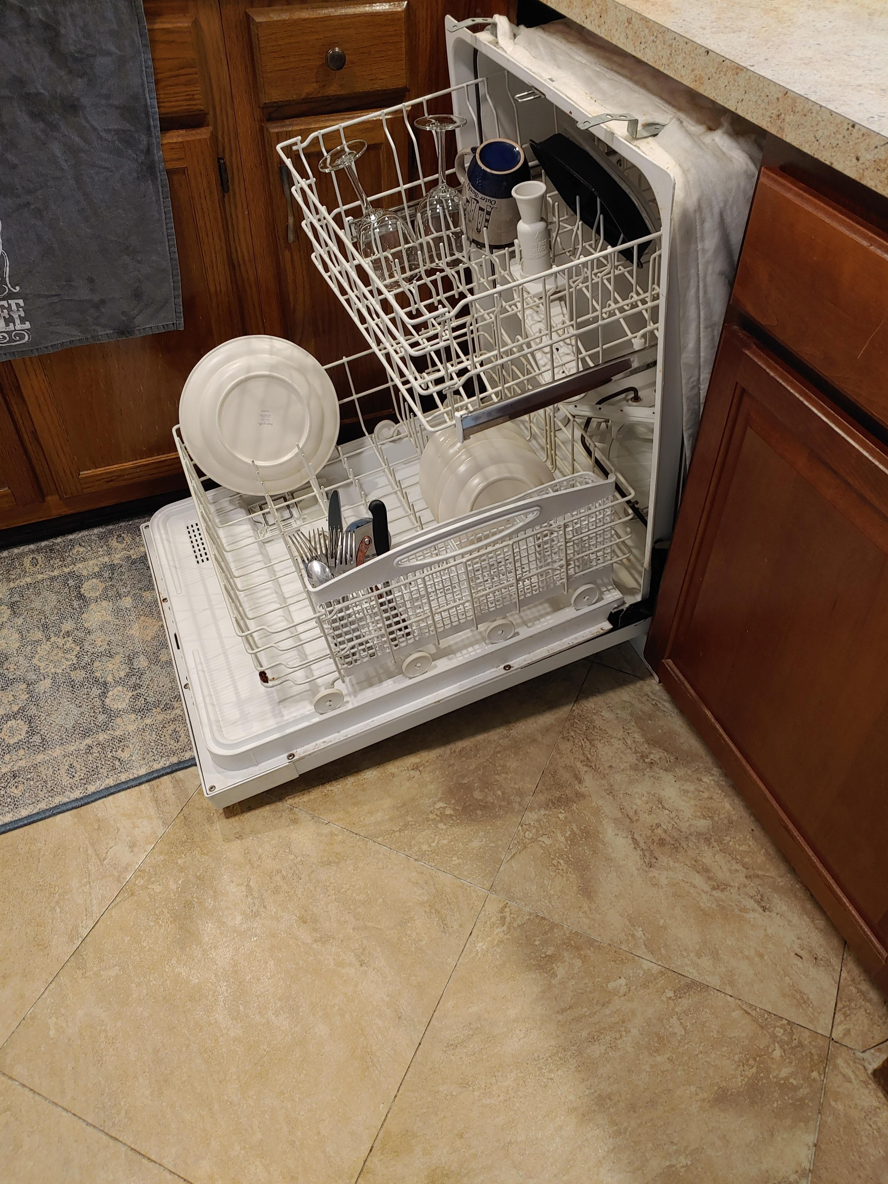 Dishwasher falling out