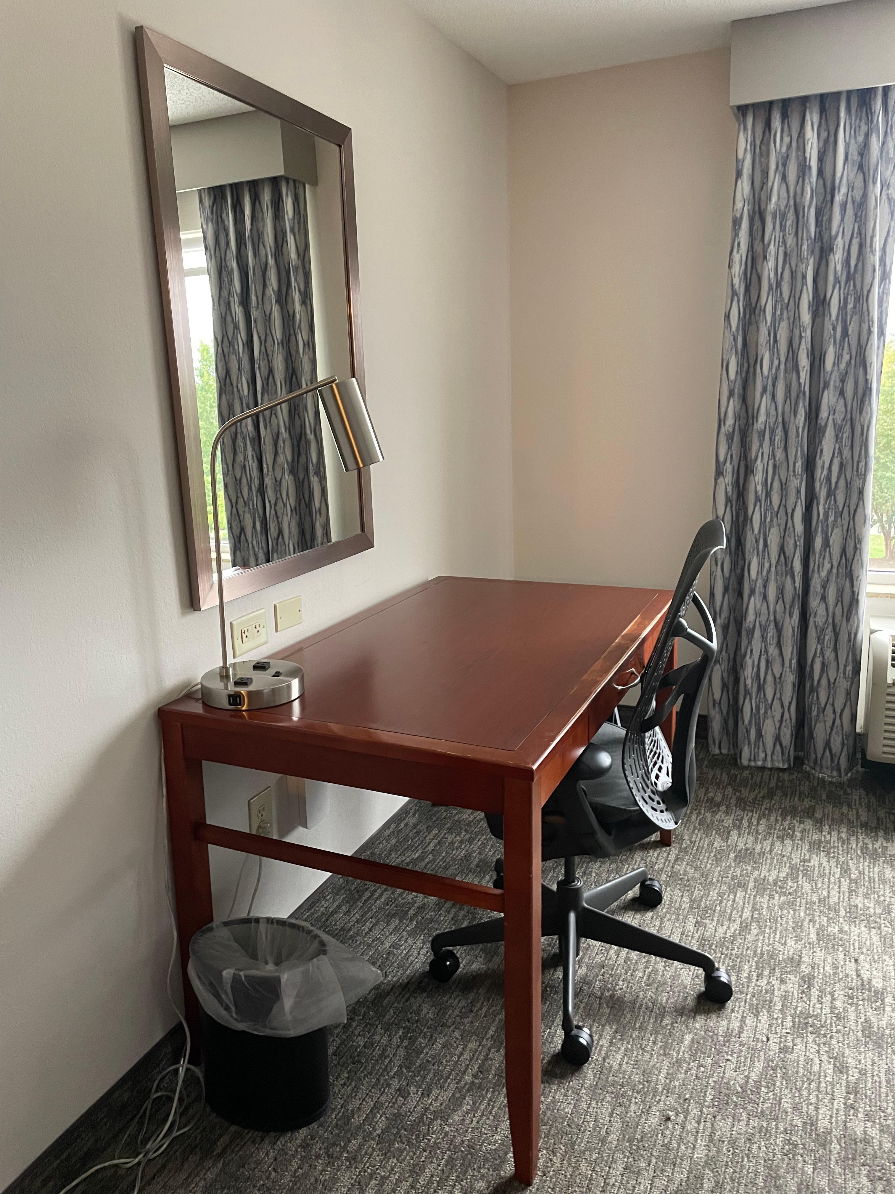 Very nice desk space if one happens to be staying for work.