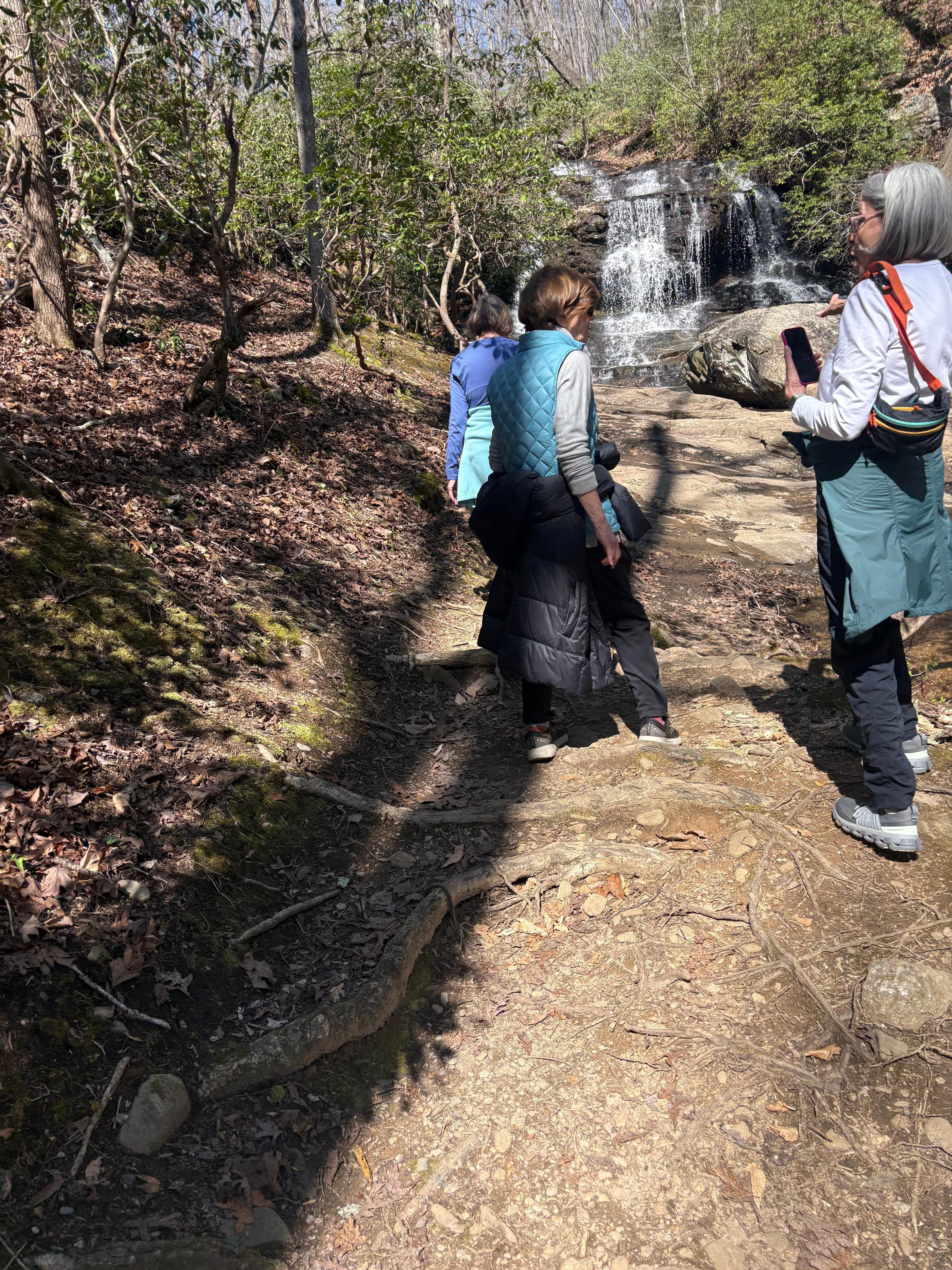 Hiking to waterfalls on one of many hiking trails in the area. 