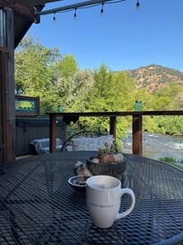 Morning coffee on deck.