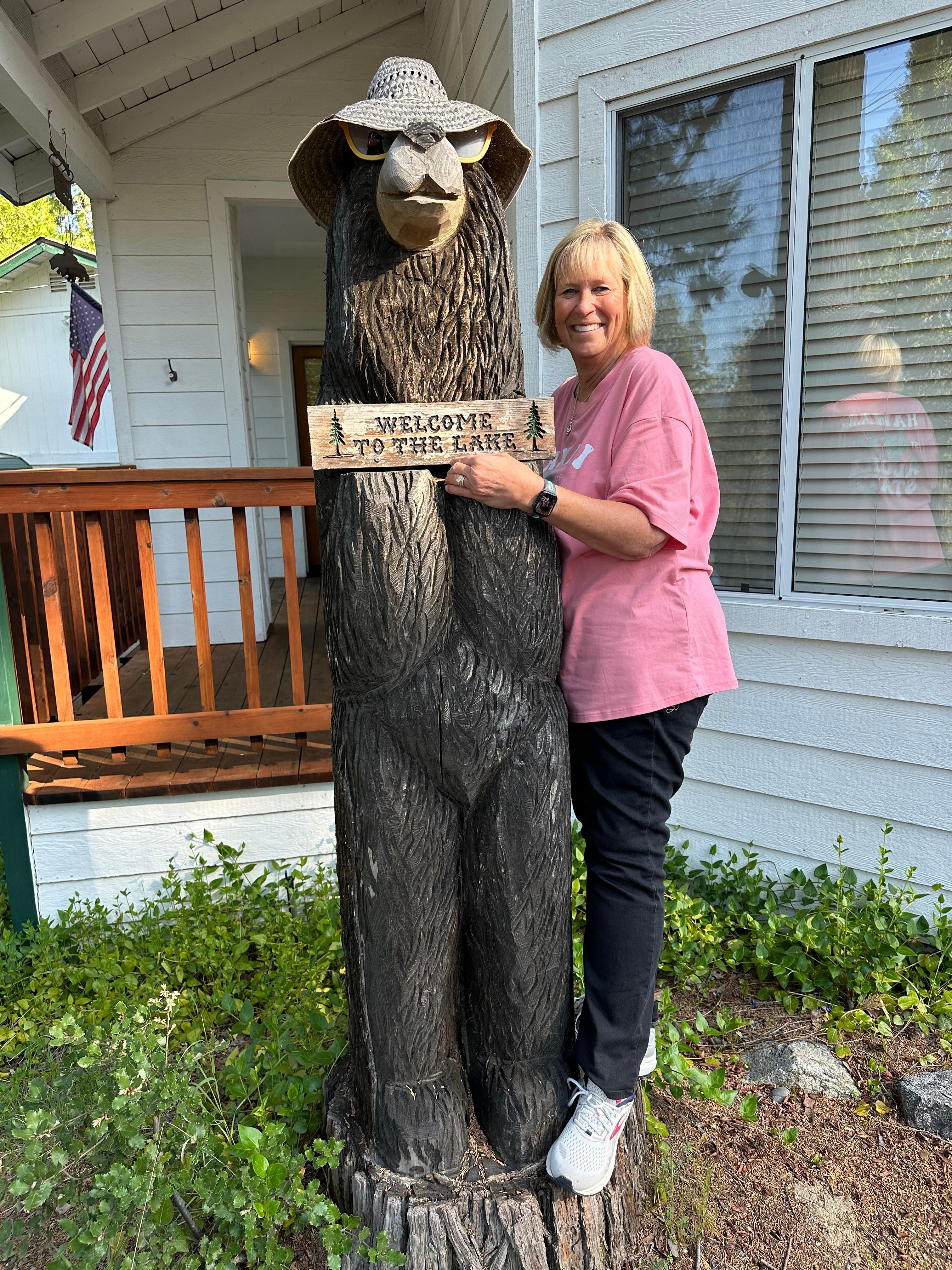 Beautiful bear at the house.   The closest we got to a bear however several were sited in town every day.