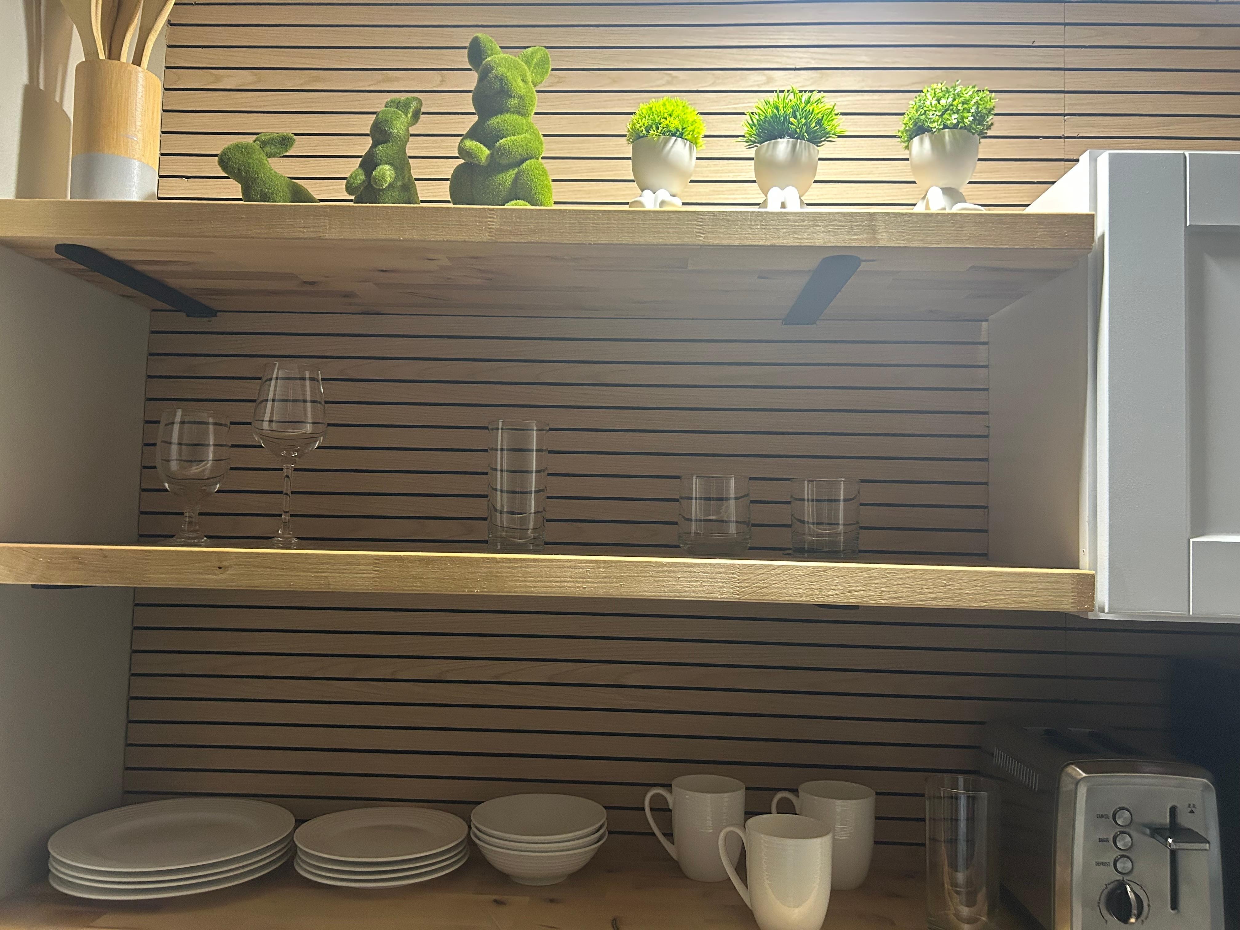 Lacking in cups, dishes.  If two ppl stayed here for as long as I did, it would be difficult to do dishes. 