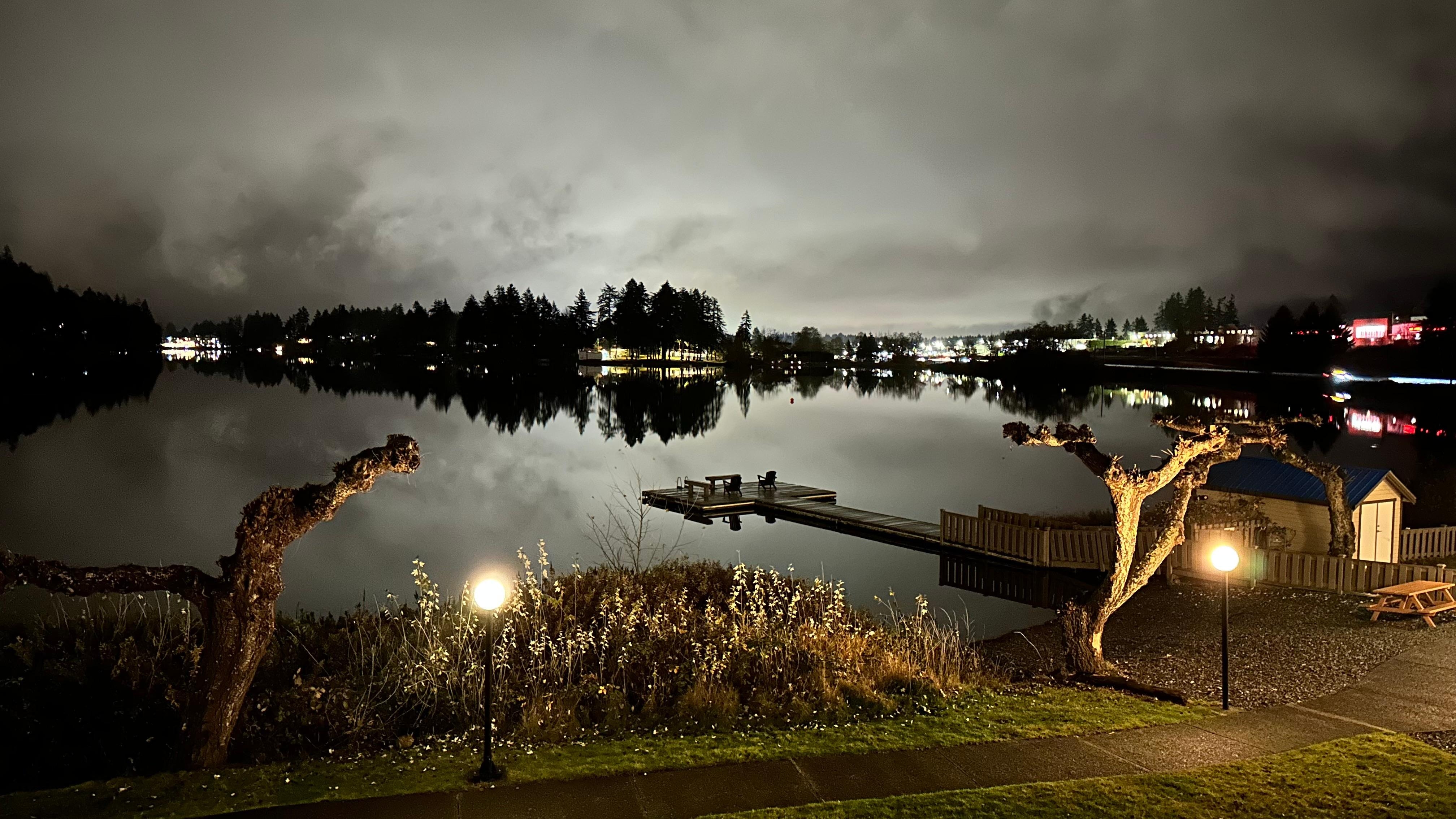 View from balcony after sunset