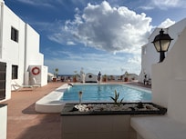 Iâve included a picture of the view from the outdoor space. A convenient place to supervise kids swimming!