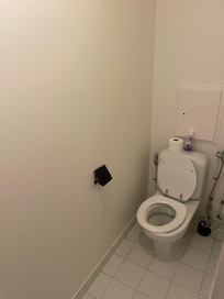 Separate toilet, minimal toilet paper (we had to buy our own)