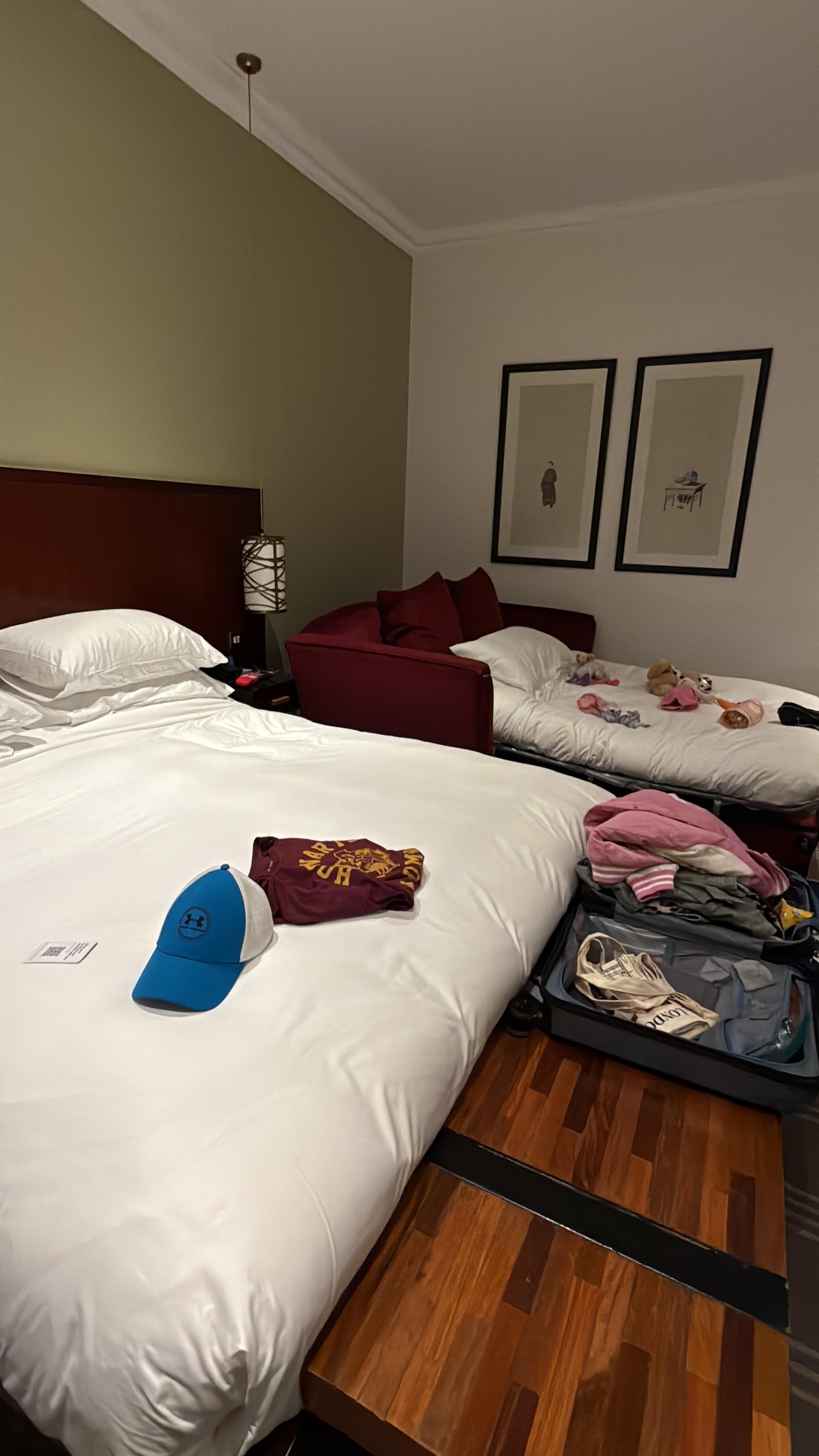 We traveled two adults and two kids, the room was large enough