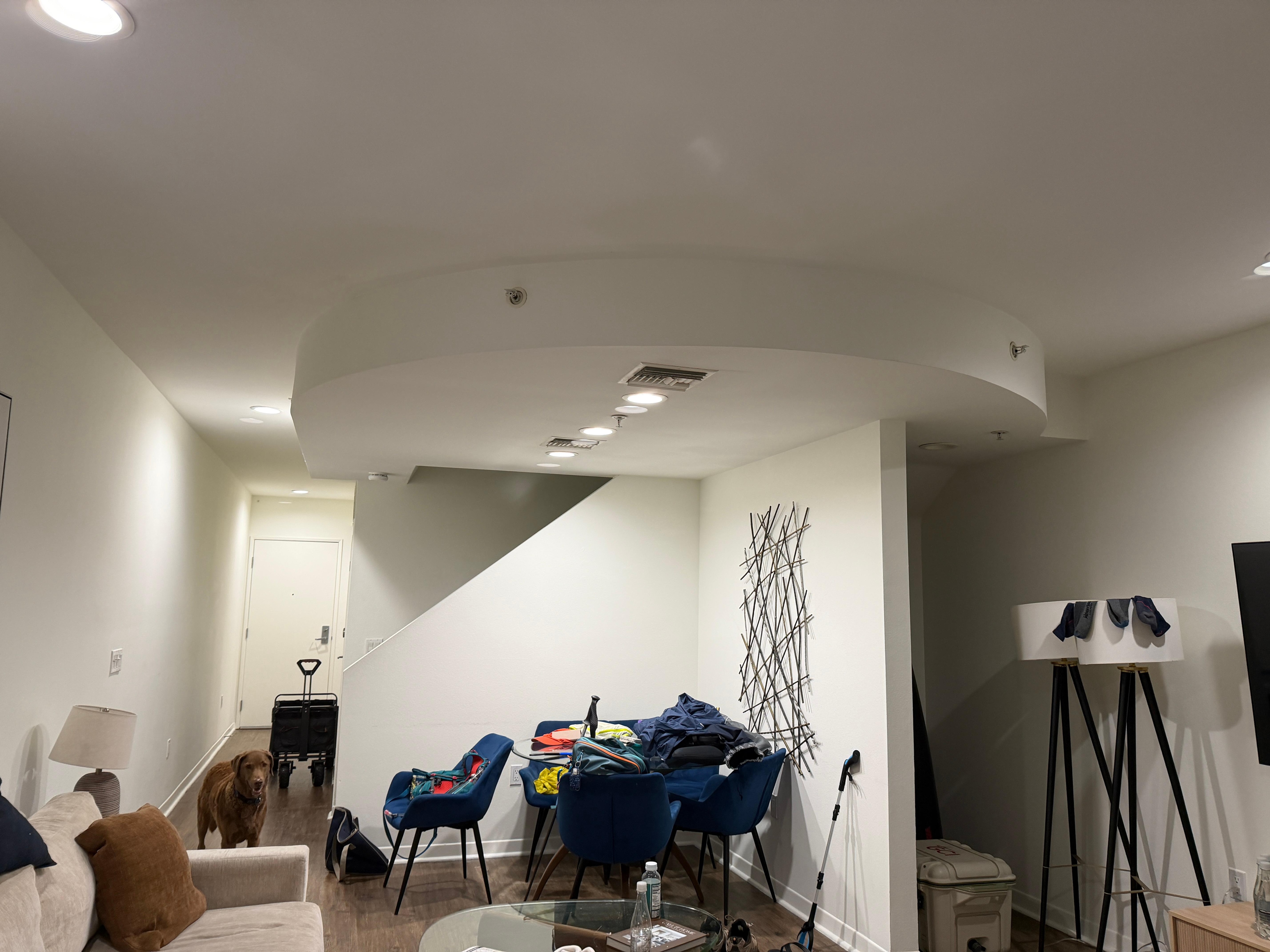 Rounded ceiling in which pictures demo clearly a squared ceiling 