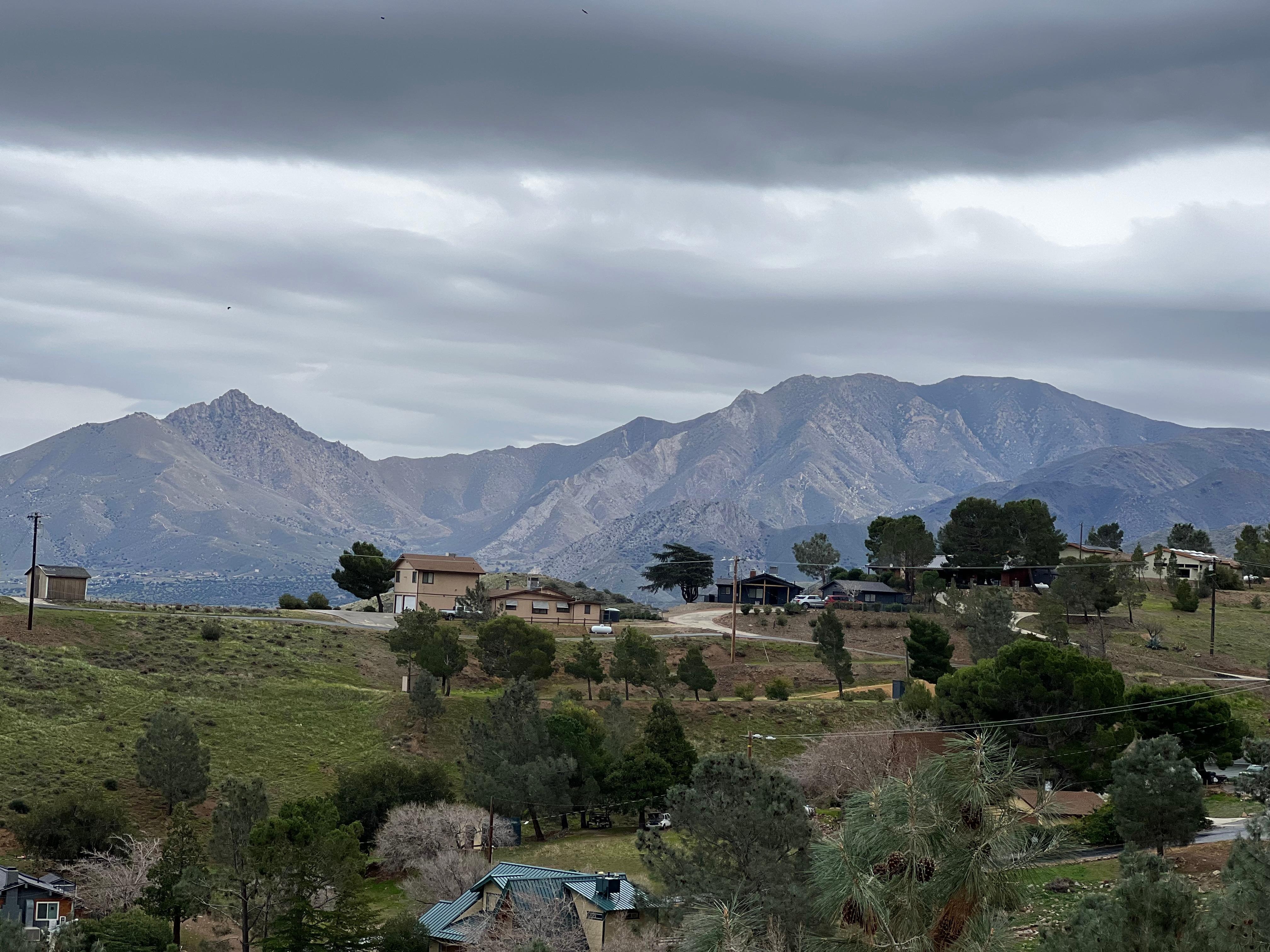 View of the mountains from the cabin. 