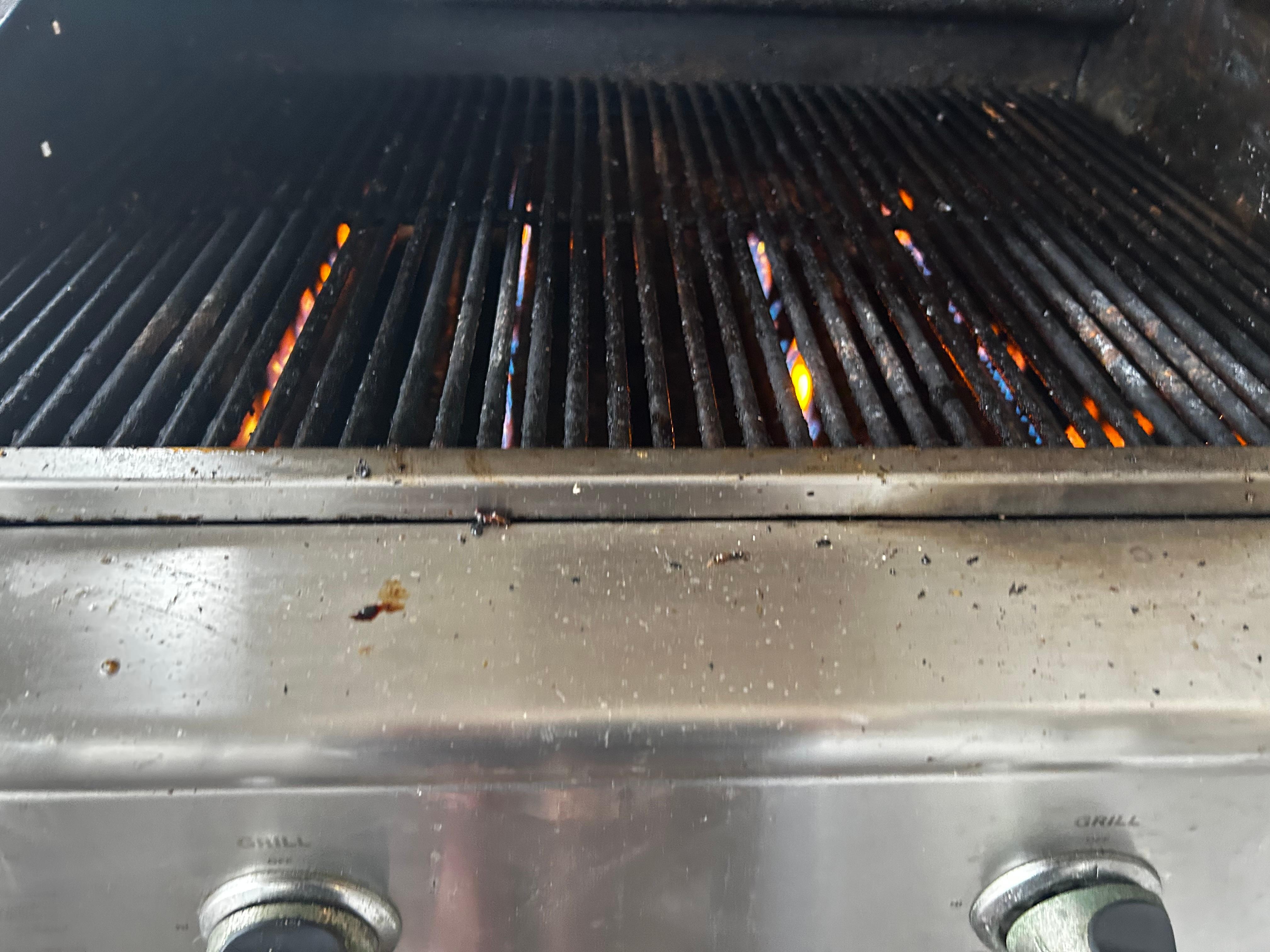 Grill unusable until we spent over an hour cleaning it. The gas ports were completely covered in grease. 
