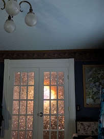 Sun through the blueberry room's bathroom window