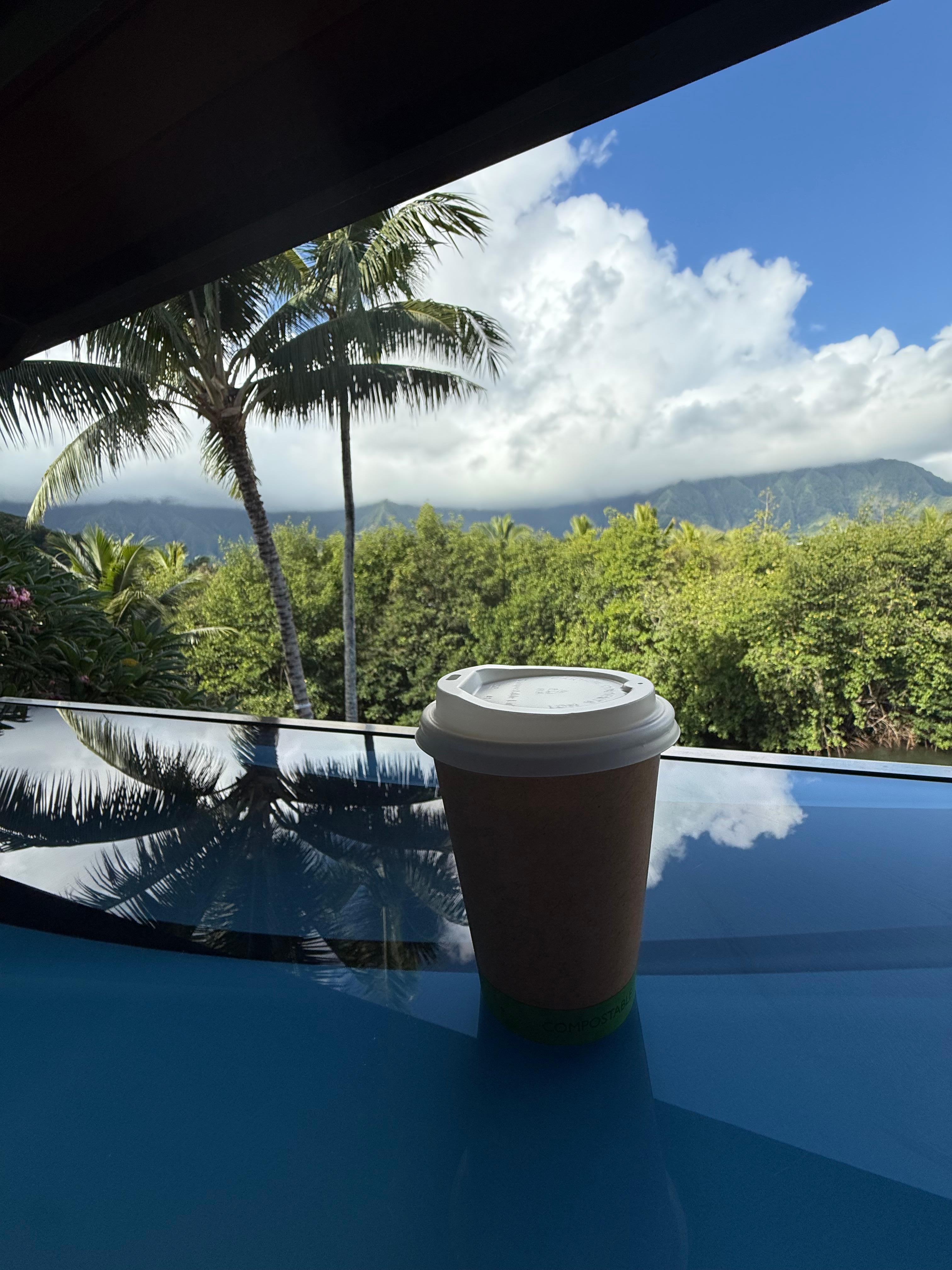 Morning coffee from the lobby