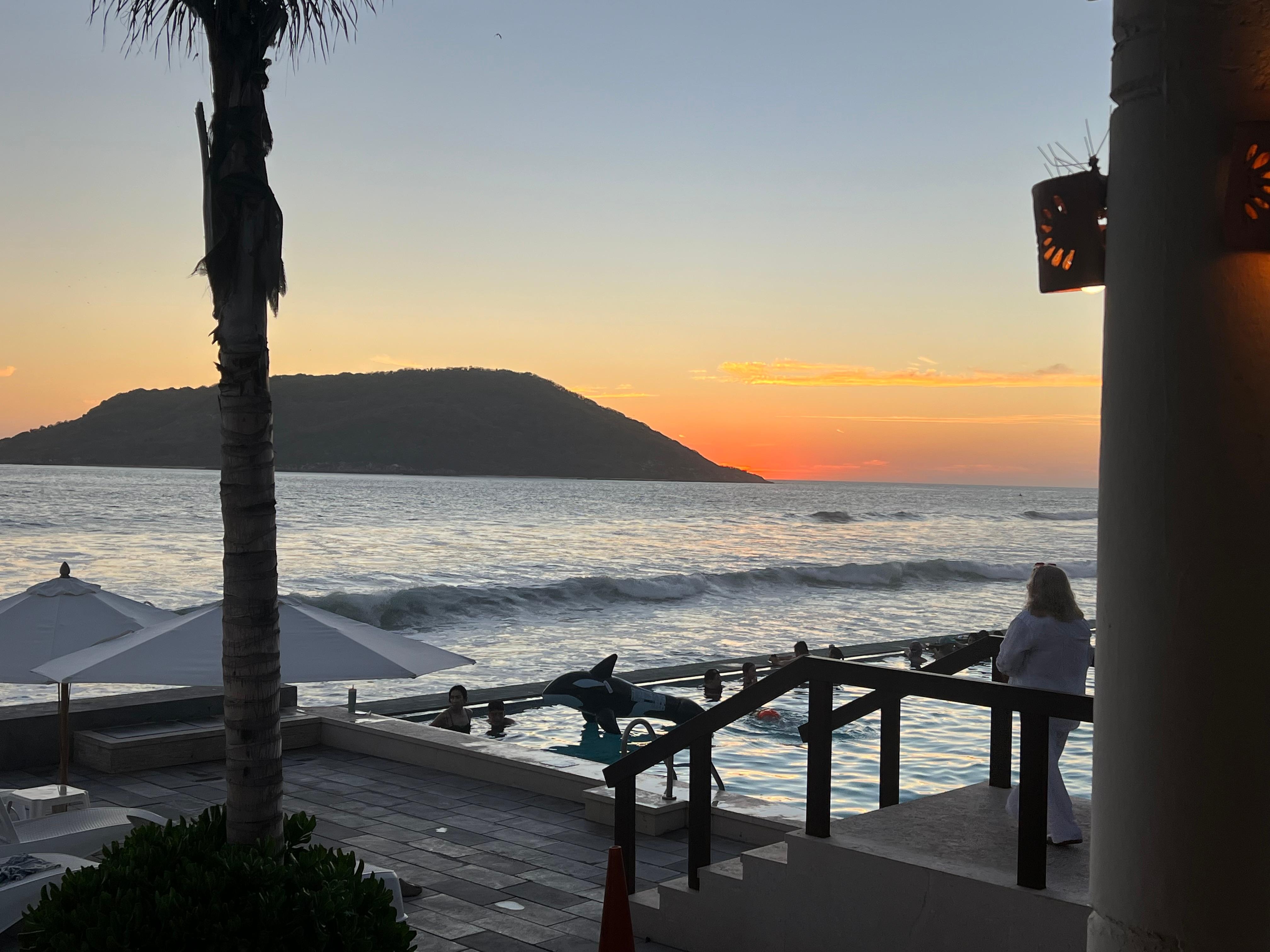 Sunset view from the outdoor bar.